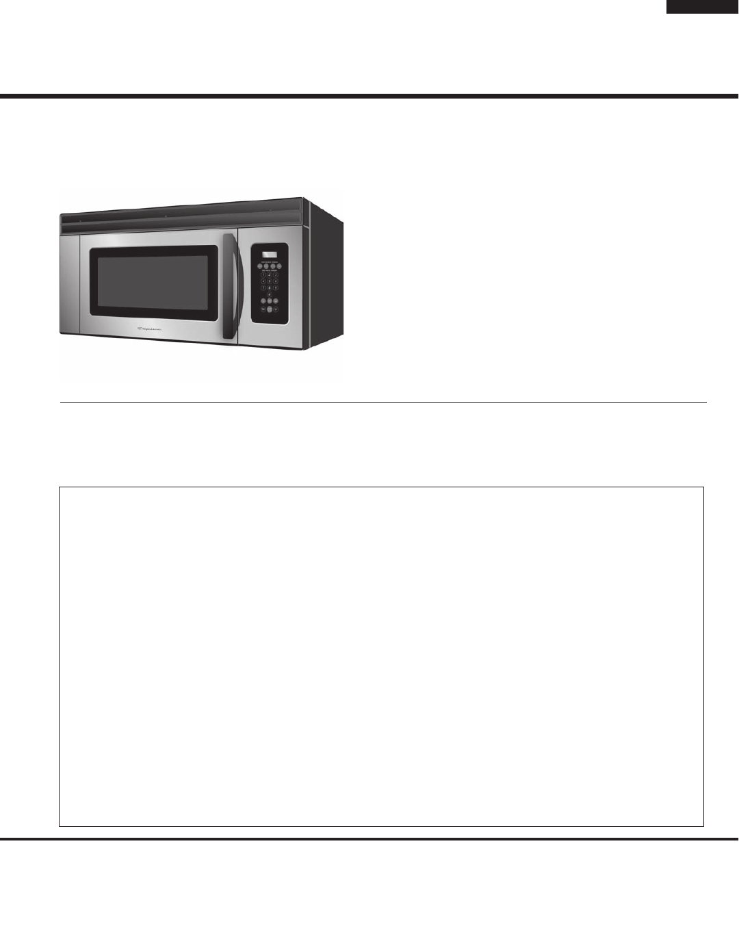 Electrolux Microwave Oven Fmv156Dbe Users Manual