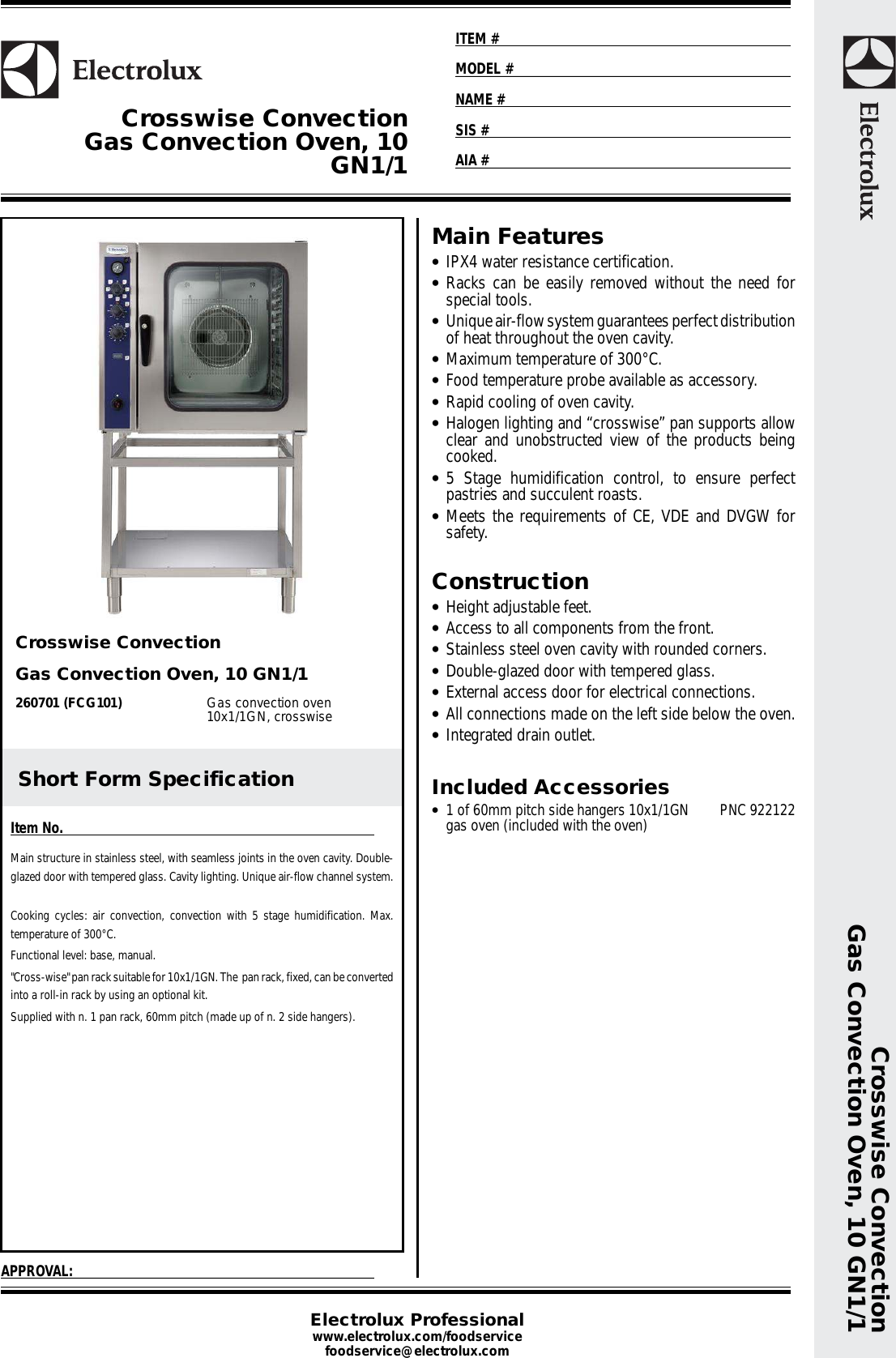 Page 1 of 4 - Electrolux Electrolux-Electrolux-Oven-260701-Fcg101-Users-Manual-  Electrolux-electrolux-oven-260701-fcg101-users-manual