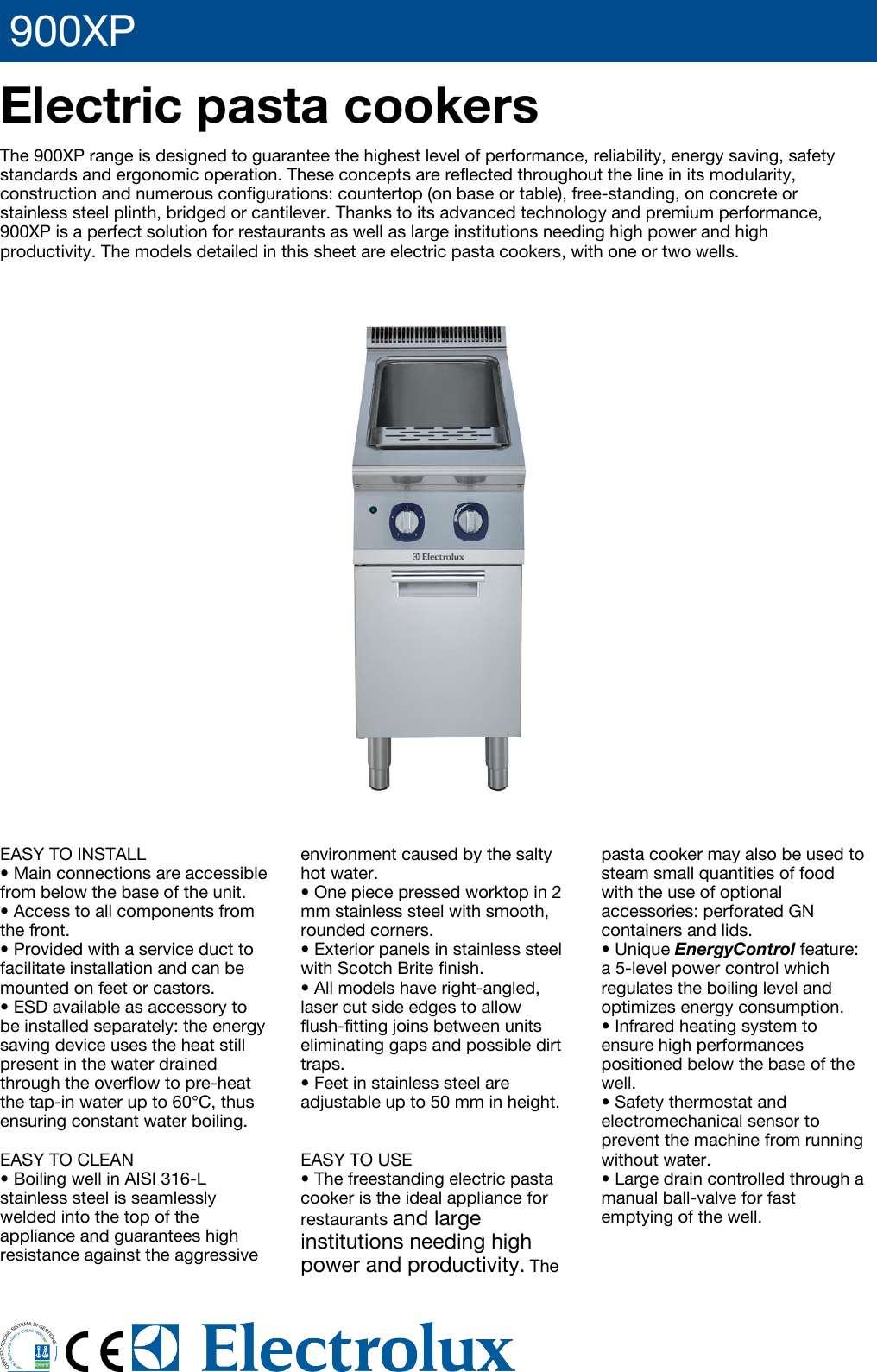 Page 1 of 5 - Electrolux Electrolux-Electrolux-Pasta-Maker-900Xp-Users-Manual- 900XP  Electrolux-electrolux-pasta-maker-900xp-users-manual