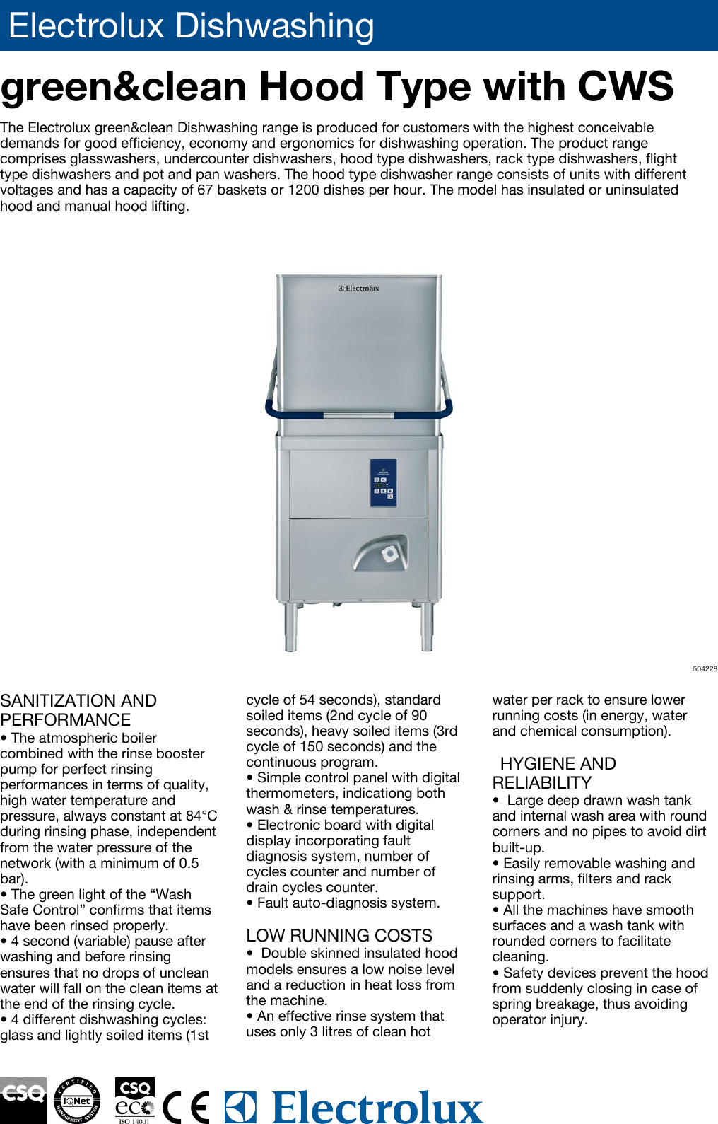 Page 1 of 4 - Electrolux Electrolux-Greenandclean-504231-Users-Manual- Dishwashing  Electrolux-greenandclean-504231-users-manual