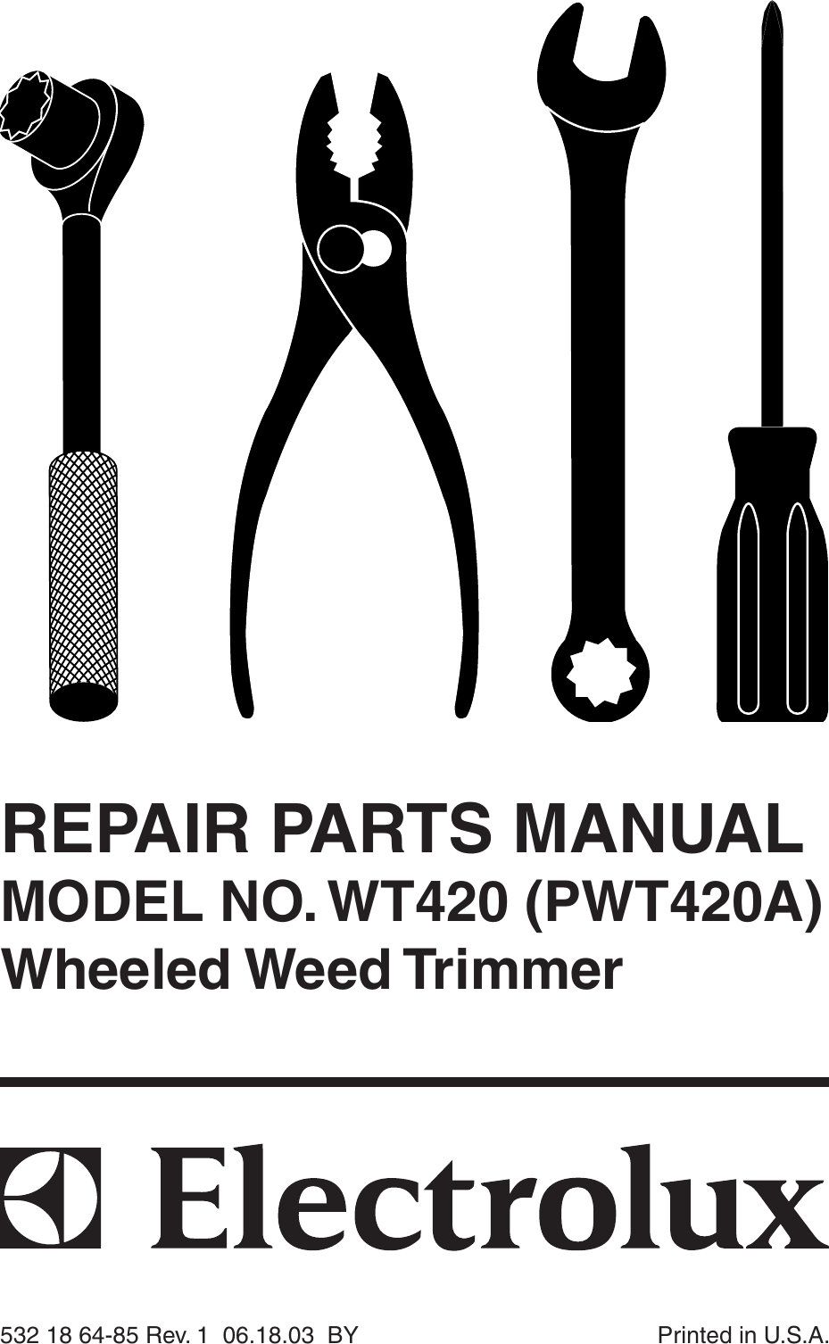 Page 1 of 8 - Electrolux Electrolux-Wt420-Users-Manual- IPL, Partner, PWT420, PWT420A, 964777400, 2003-06, Wheeled Trimmer  Electrolux-wt420-users-manual