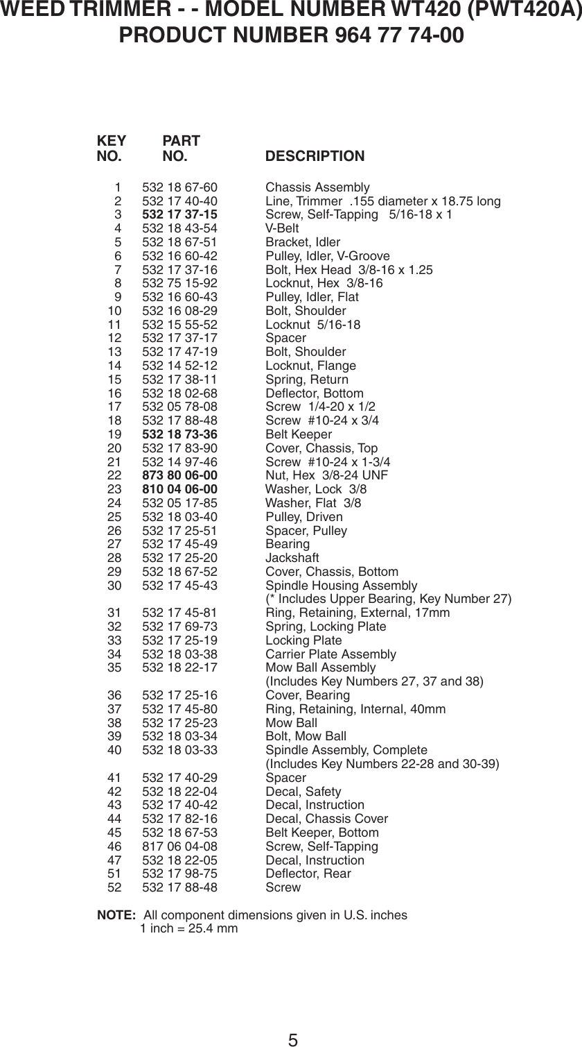 Page 5 of 8 - Electrolux Electrolux-Wt420-Users-Manual- IPL, Partner, PWT420, PWT420A, 964777400, 2003-06, Wheeled Trimmer  Electrolux-wt420-users-manual