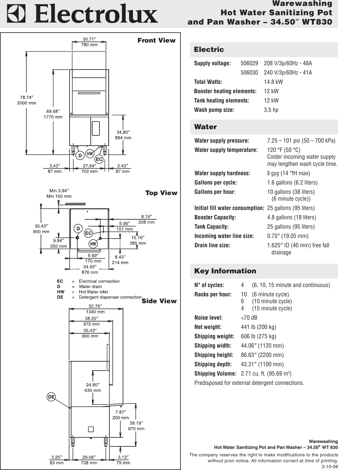 Page 2 of 2 - Electrolux Electrolux-Wt830-Users-Manual- PNC# 506029 And 506030.p65  Electrolux-wt830-users-manual