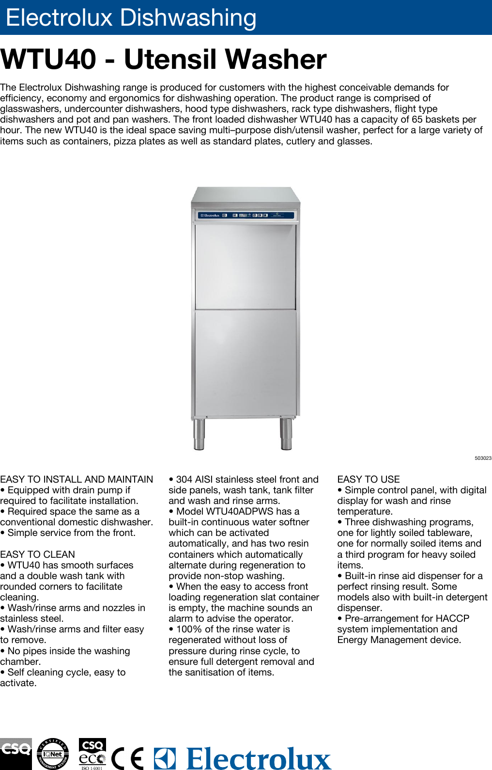 Page 1 of 3 - Electrolux Electrolux-Wtu40Adp-Users-Manual- Dishwashing  Electrolux-wtu40adp-users-manual