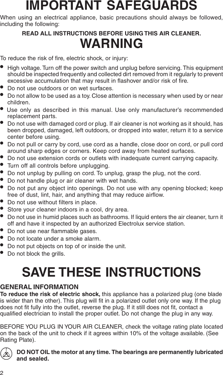 Page 2 of 8 - Electrolux Electrolux-Z7040-Users-Manual- 72497 Printed Sweden.pmd  Electrolux-z7040-users-manual