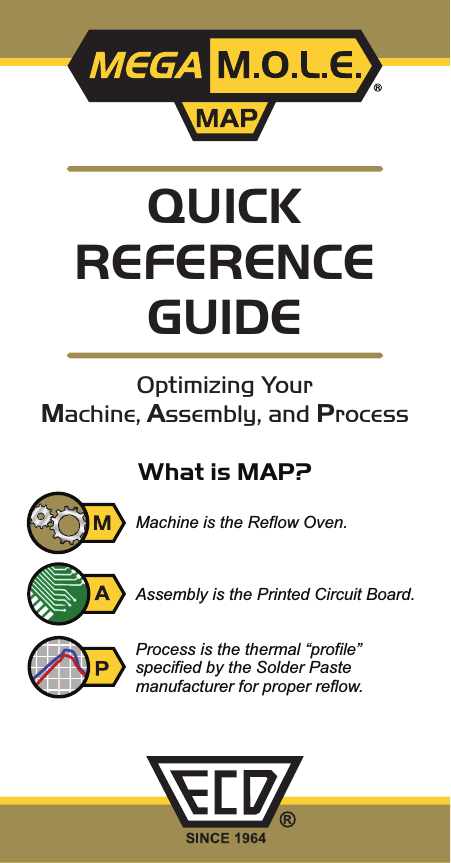 What is MAP?Process is the thermal “profile” specified by the Solder Paste manufacturer for proper reflow.Assembly is the Printed Circuit Board.Machine is the Reflow Oven.QUICKREFERENCEGUIDEOptimizing YourMachine, Assembly, and Process