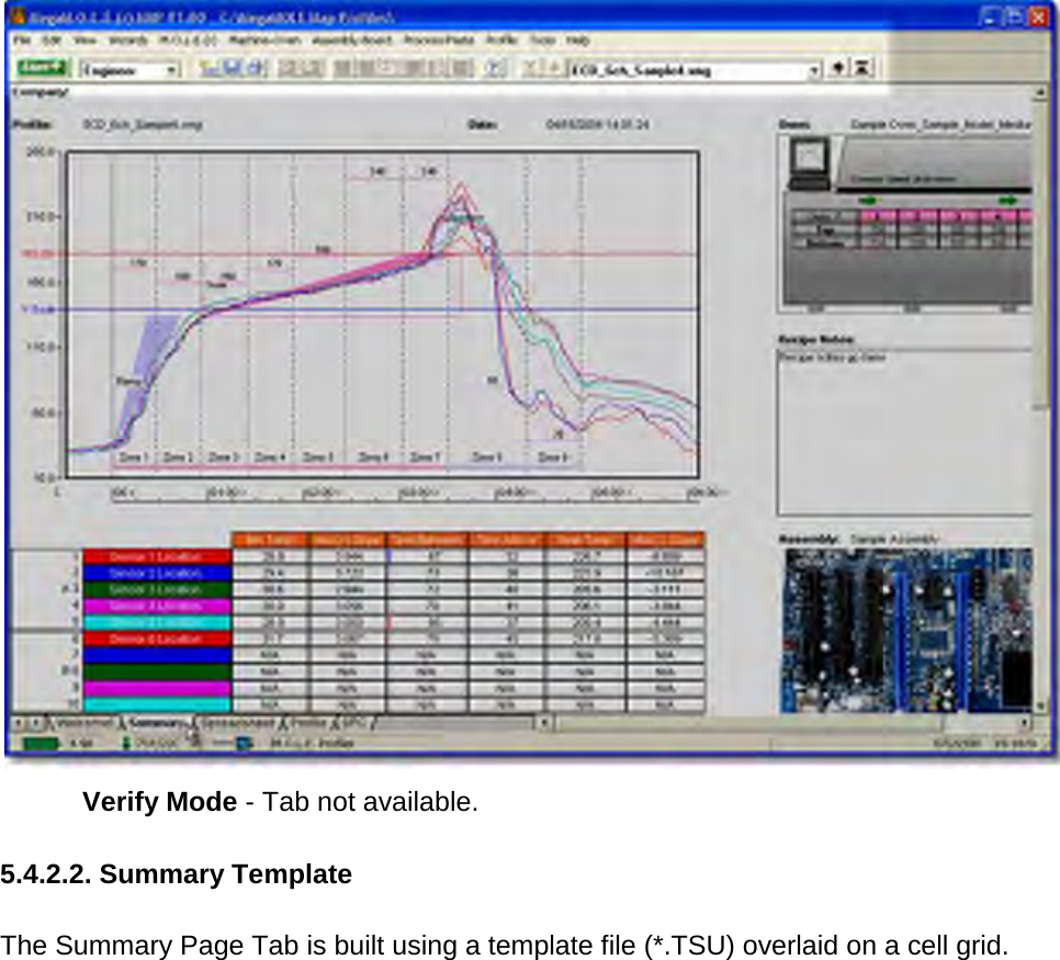         Verify Mode - Tab not available.  5.4.2.2. Summary Template  The Summary Page Tab is built using a template file (*.TSU) overlaid on a cell grid. 