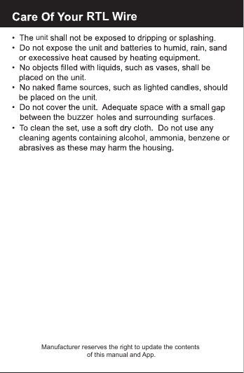 RTL WireunitspacebuzzerManufacturer reserves the right to update the contents of this manual and App.