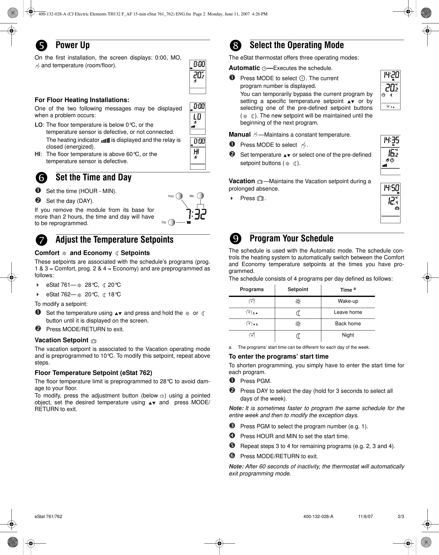 Page 2 of 3 - Elemental-Designs Elemental-Designs-Estat-761-Users-Manual- 400-132-028-A (CJ Electric Elements TH132 F_AF 15-min EStat 761_762) ENG  Elemental-designs-estat-761-users-manual