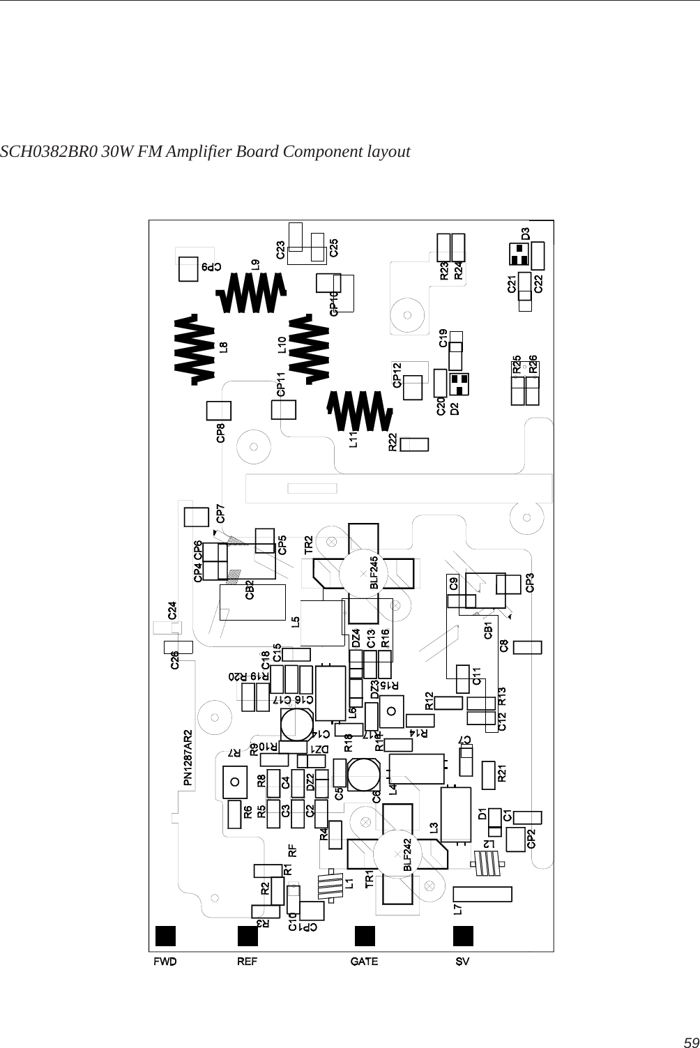 59SCH0382BR0 30W FM Amplifier Board Component layout