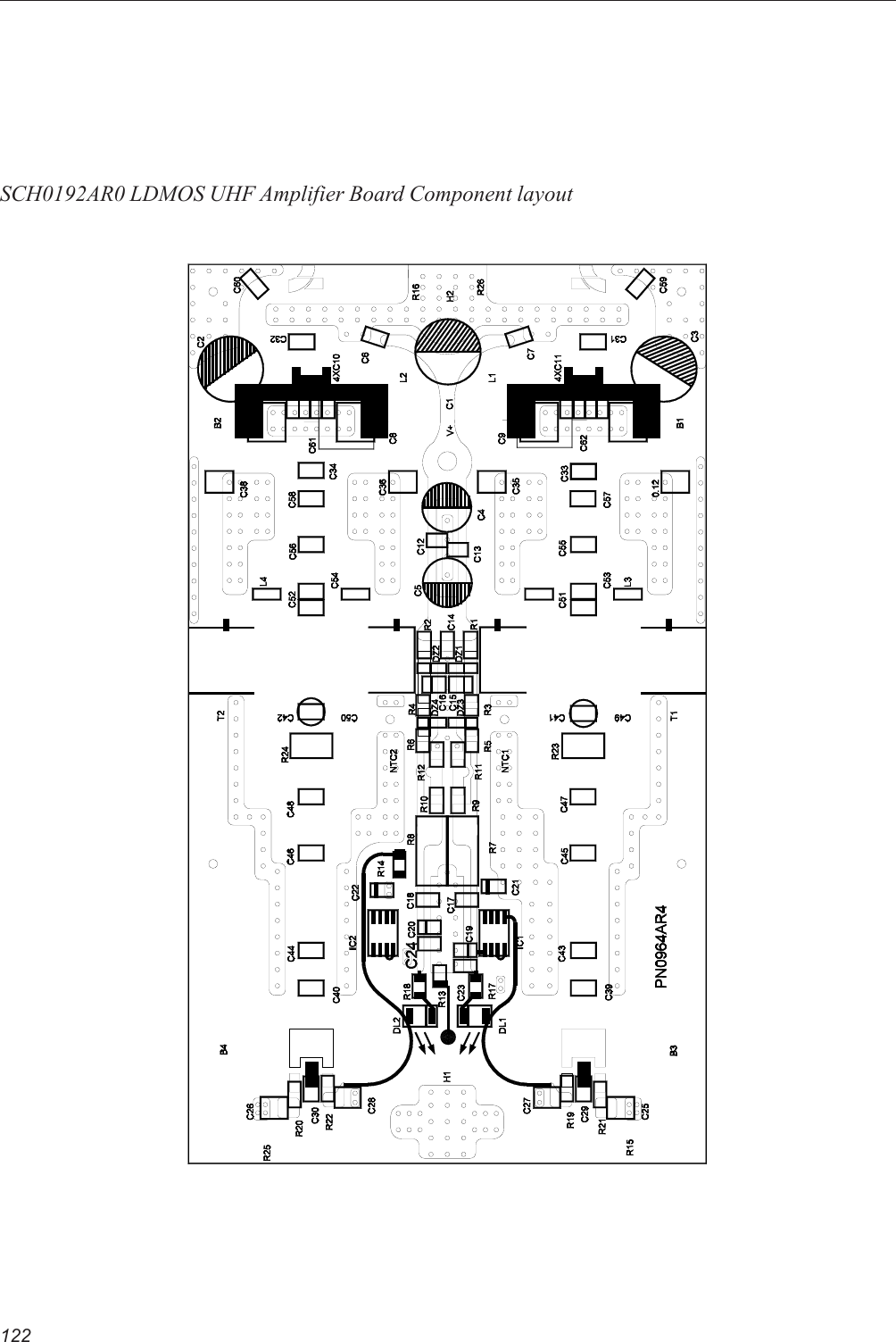 122SCH0192AR0 LDMOS UHF Amplifier Board Component layout