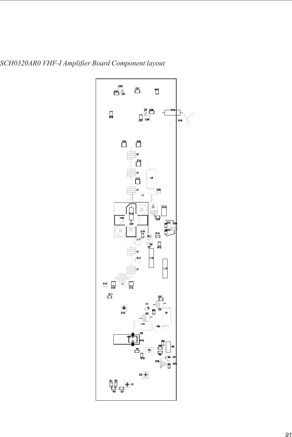 91SCH0320AR0 VHF-I Amplifier Board Component layout