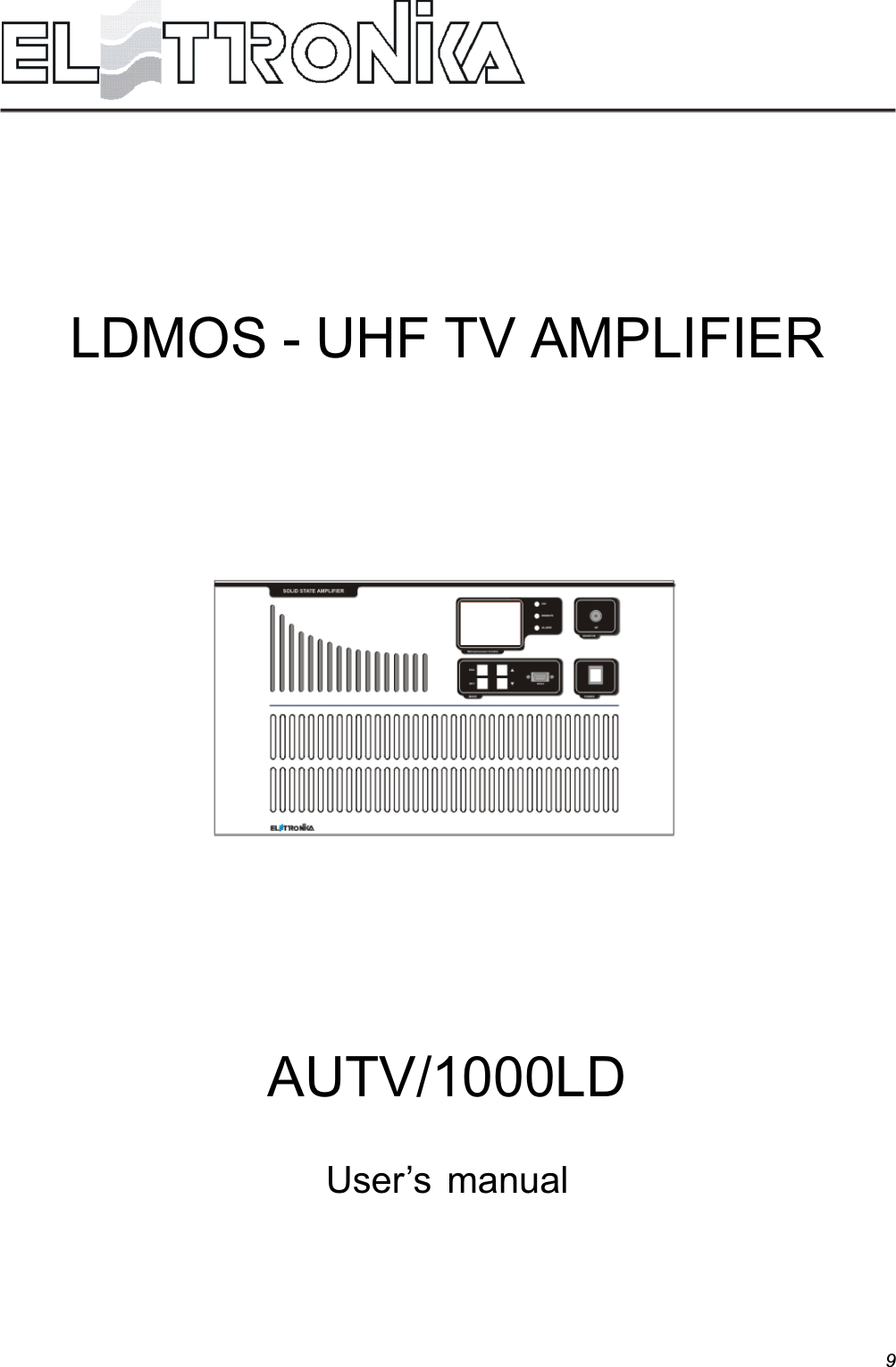 9LDMOS - UHF TV AMPLIFIERAUTV/1000LDUsers manual