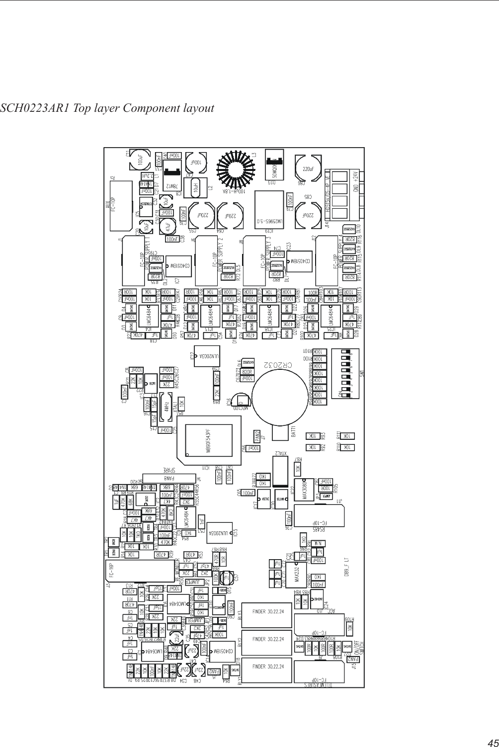 45SCH0223AR1 Top layer Component layout