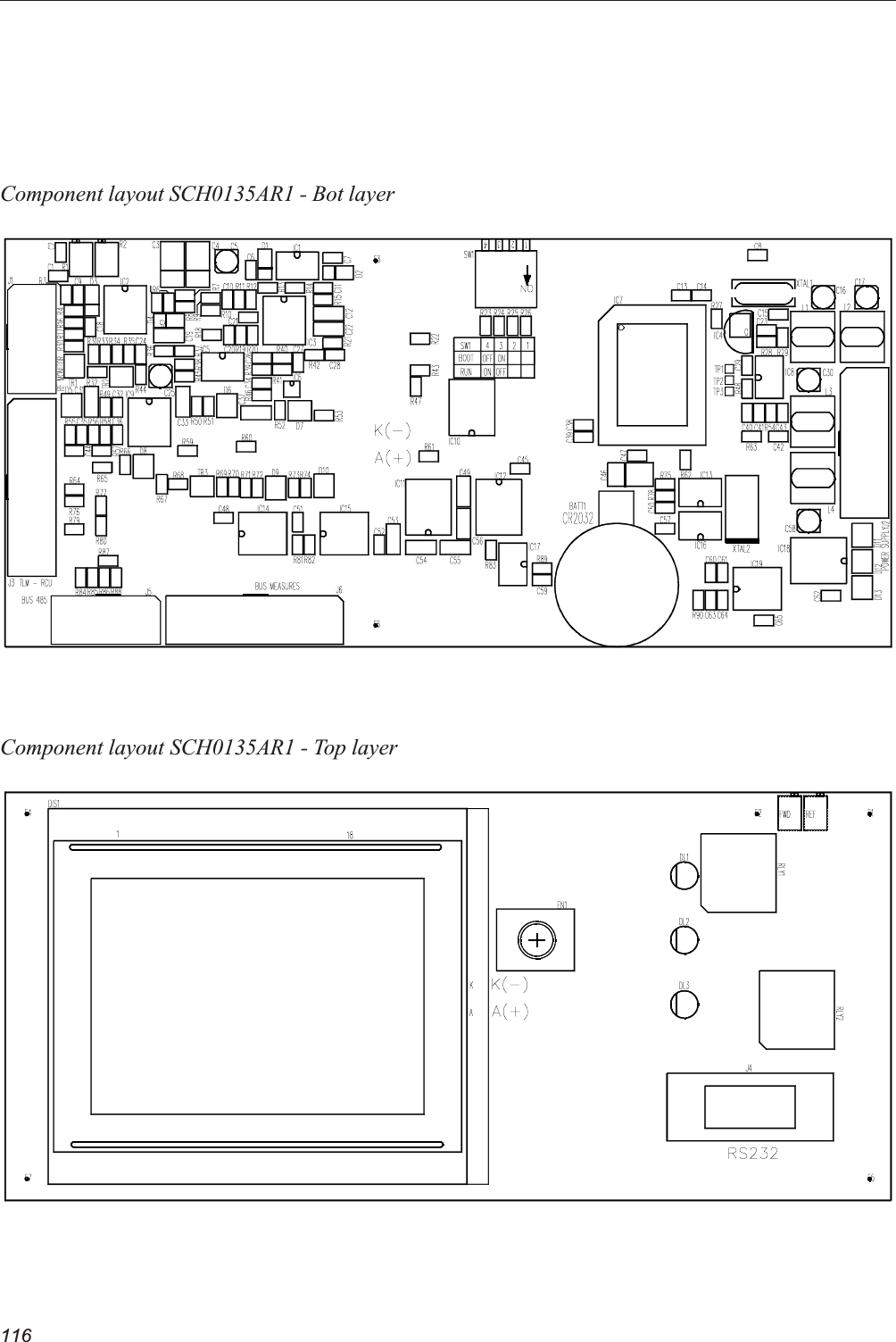 116Component layout SCH0135AR1 - Bot layerComponent layout SCH0135AR1 - Top layer