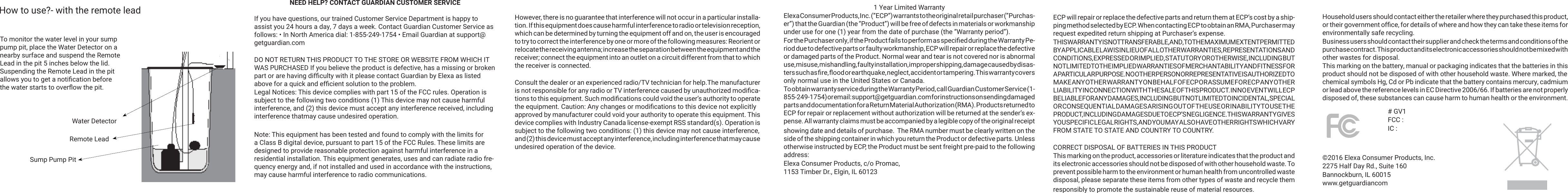 Page 2 of Elexa Consumer GLD1 Guardian Leak Detector User Manual 