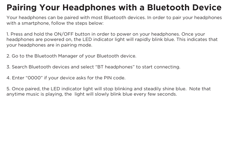Page 6 of Elita VCB50012BT Chrome and Bright Bluetooth Headphone User Manual VF60018BT Manual