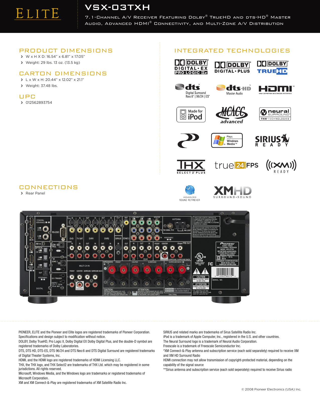 Page 2 of 2 - Elite Elite-Vsx-03Txh-Users-Manual-  Elite-vsx-03txh-users-manual