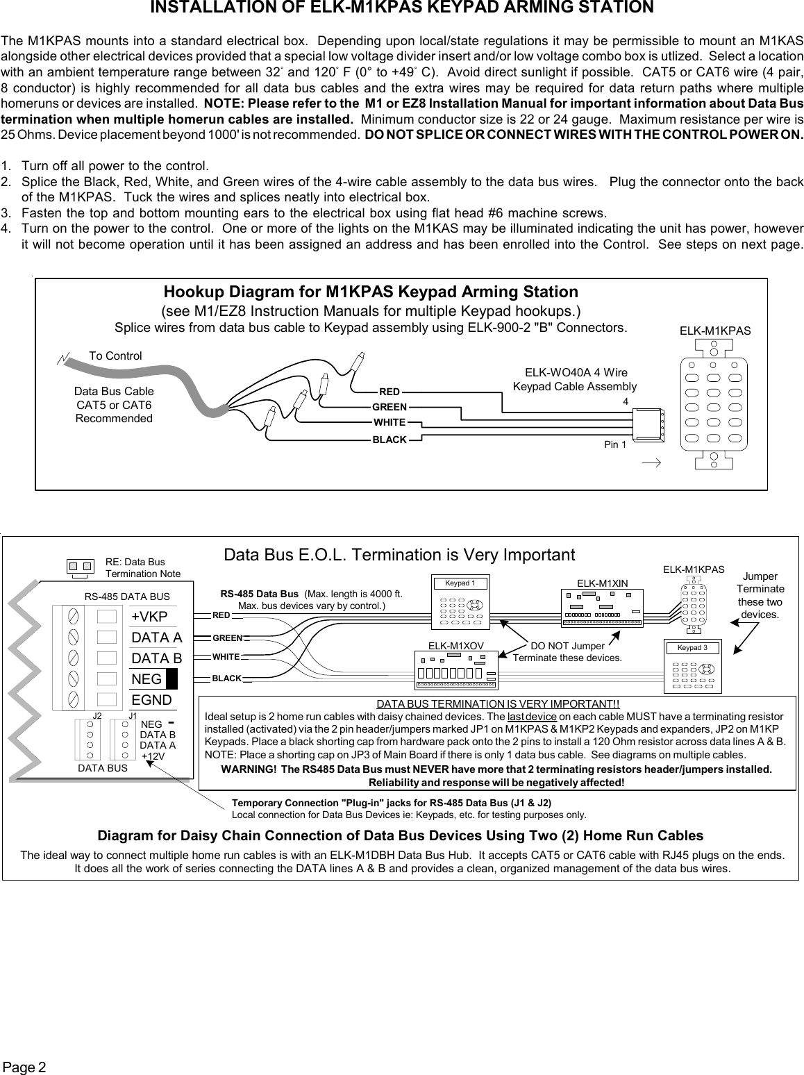 Page 2 of 6 - Elk Elk-Keypad-Arming-Station-M1Kpas-Users-Manual- PD9-instructions  Elk-keypad-arming-station-m1kpas-users-manual