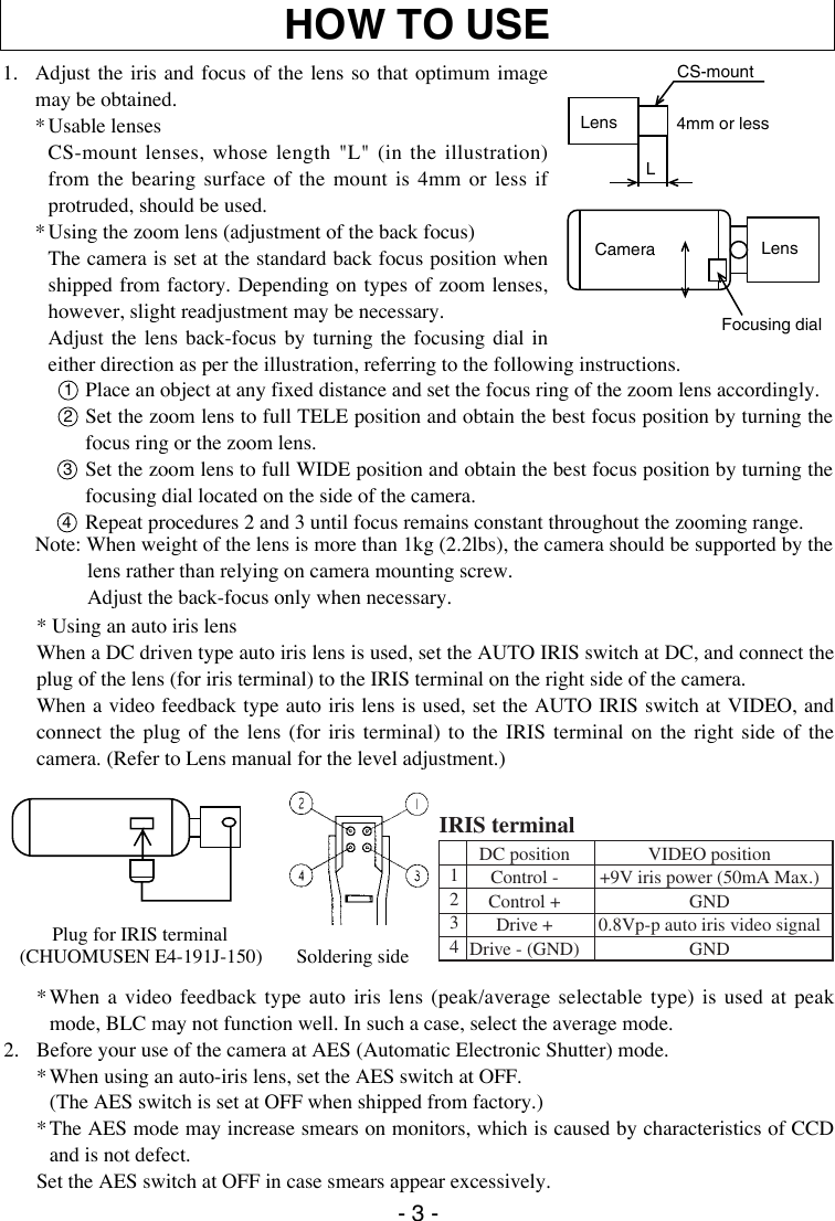 Page 4 of 8 - Elmo Elmo-Ccd-Color-Video-Camera-Tnc4604-Users-Manual-  Elmo-ccd-color-video-camera-tnc4604-users-manual