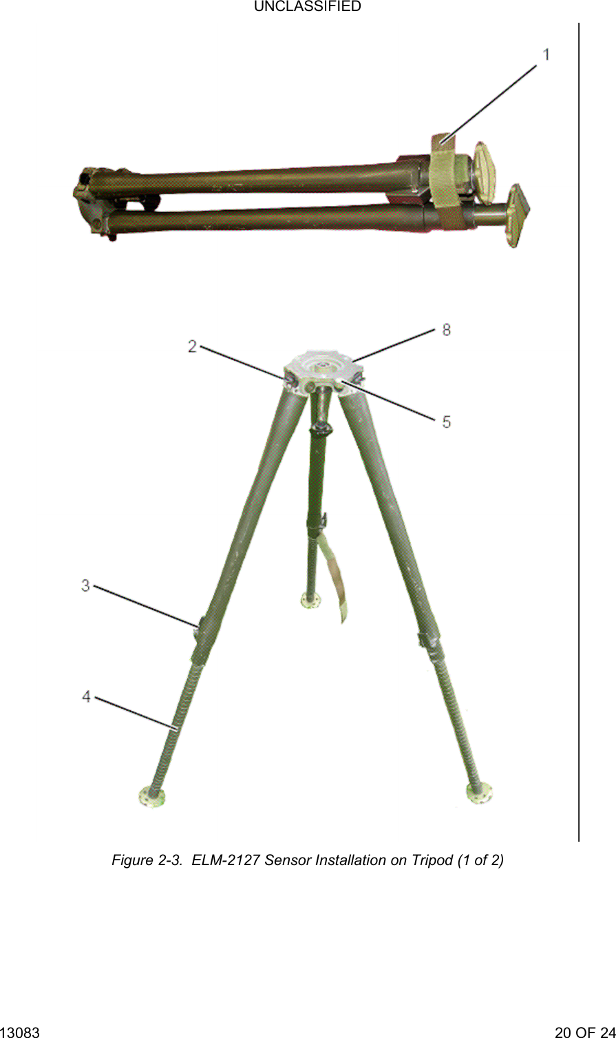 UNCLASSIFIED 13083                                                                                                                             20 OF 24  Figure 2-3.  ELM-2127 Sensor Installation on Tripod (1 of 2) 