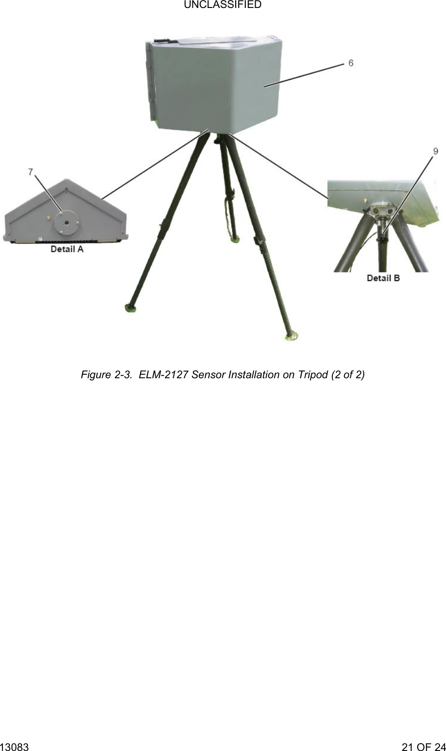 UNCLASSIFIED 13083                                                                                                                             21 OF 24  Figure 2-3.  ELM-2127 Sensor Installation on Tripod (2 of 2) 
