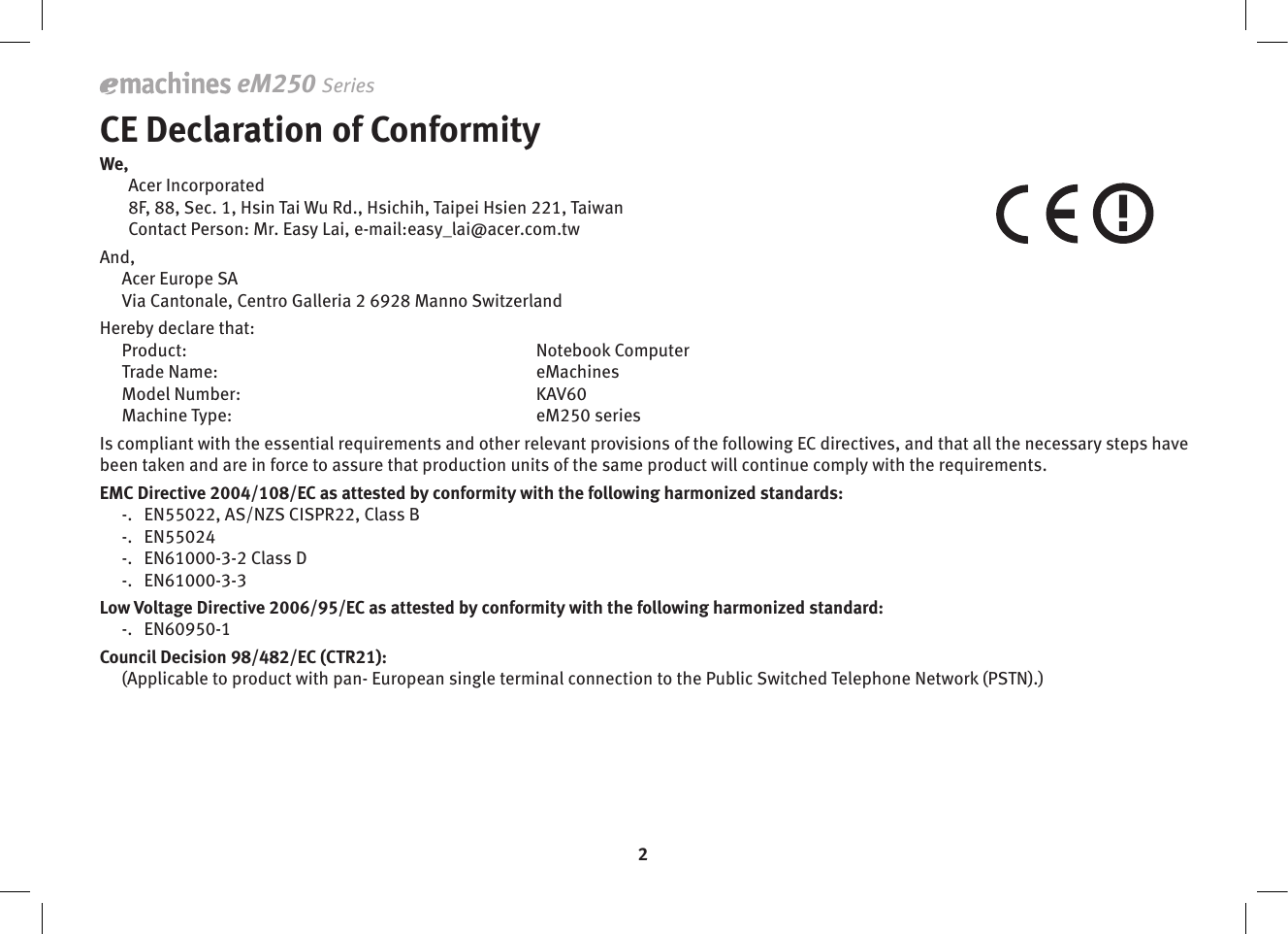 Page 4 of 12 - Emachines Emachines-250-Series-Users-Manual-  Emachines-250-series-users-manual