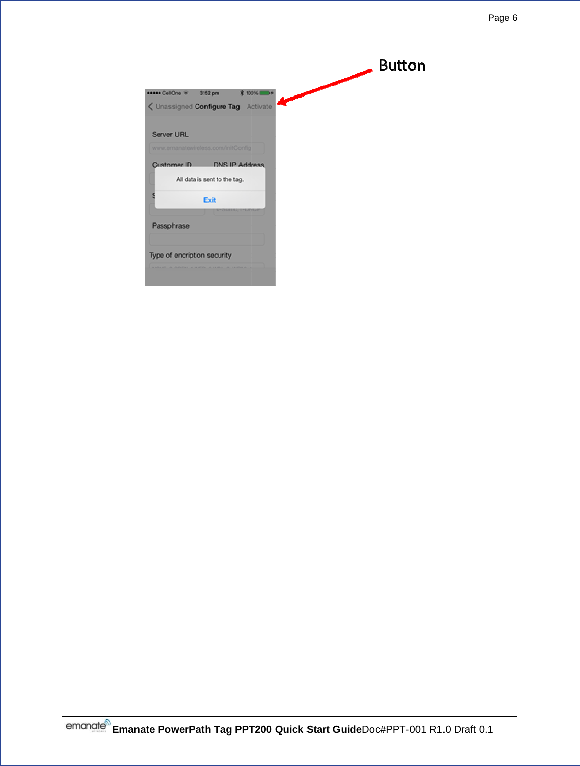  Emanaate PowerPaath Tag PPTT200 Quick S Start GuideDoc#PPT-0001 R1.0 DrafPage 6 ft 0.1 