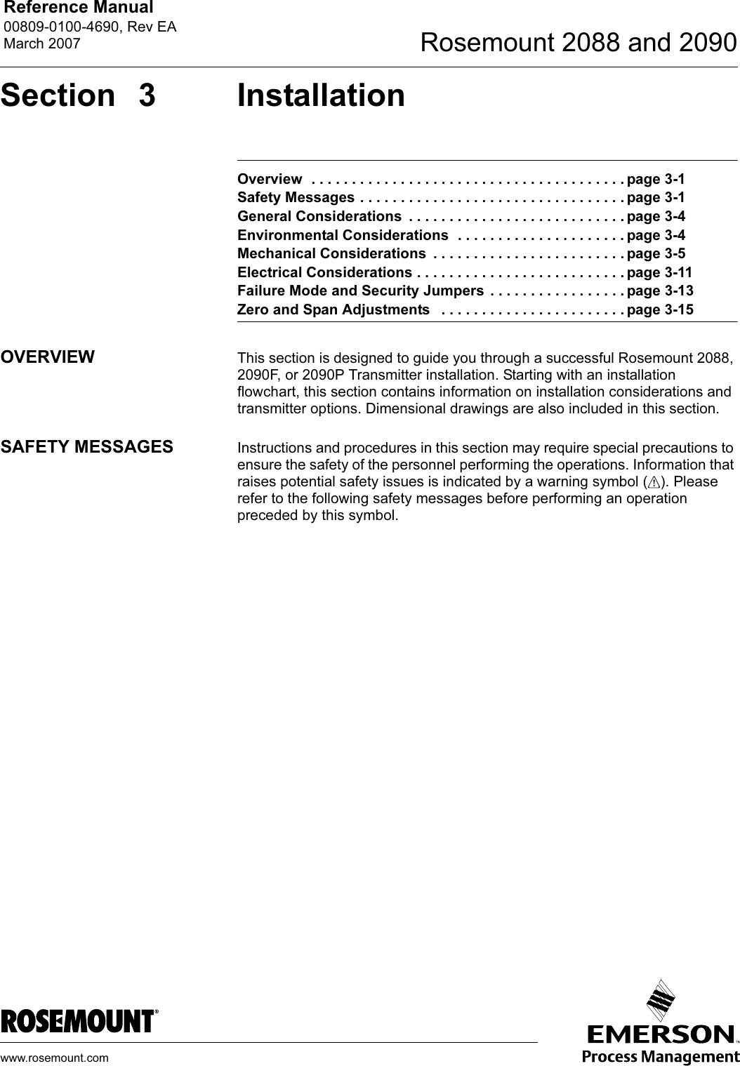 Emerson Process Management 2088 Users Manual