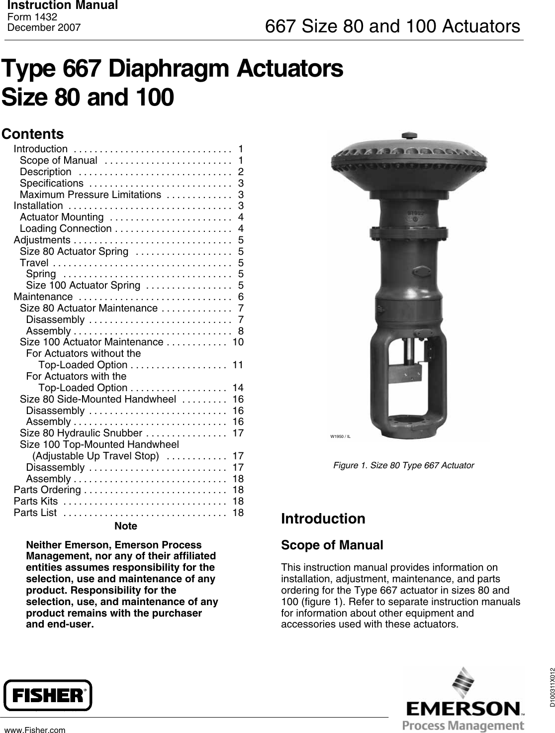 Emerson Process Management 667 Users Manual