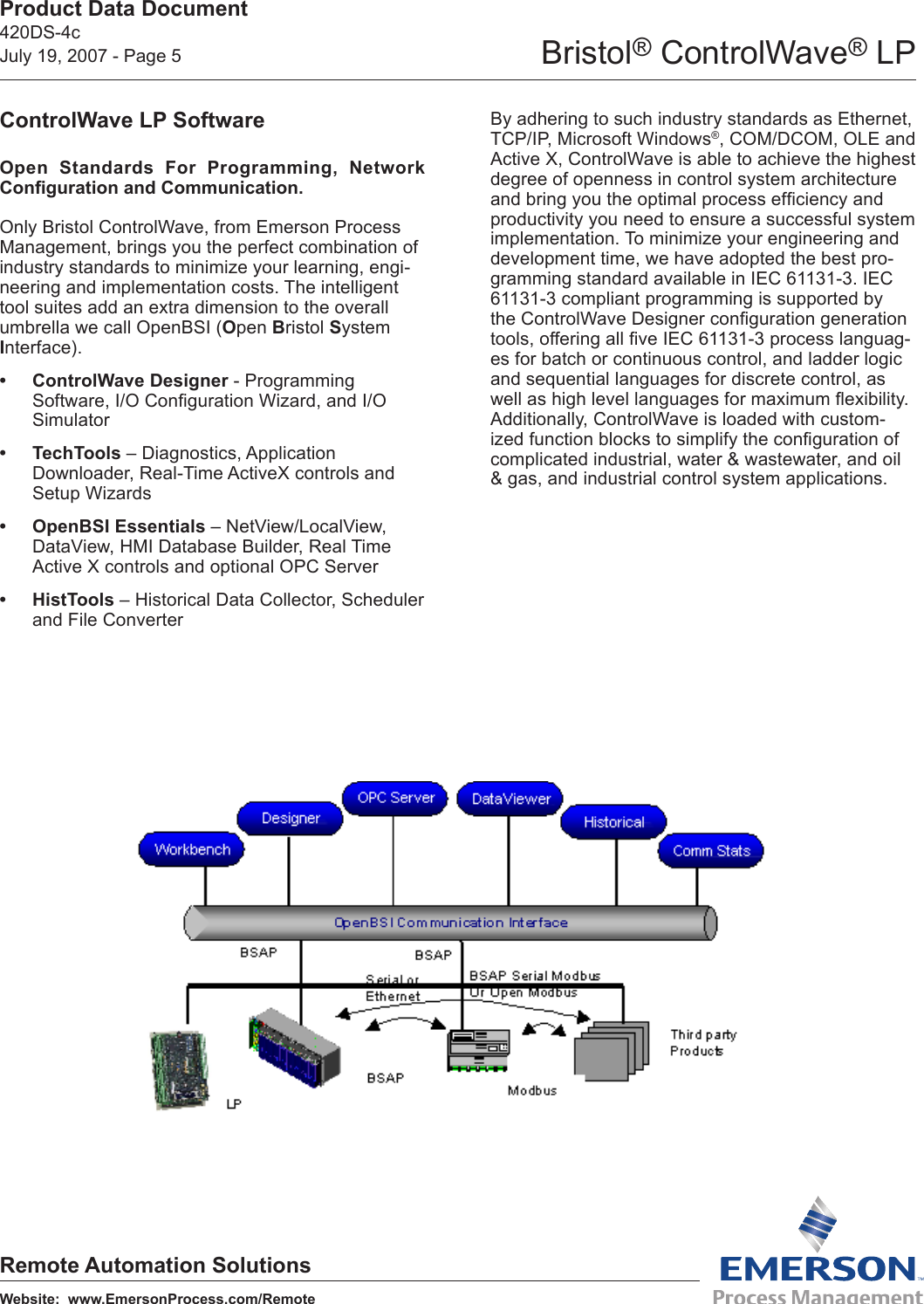 Emerson Process Management Bristol Controlwave Lp Users Manual