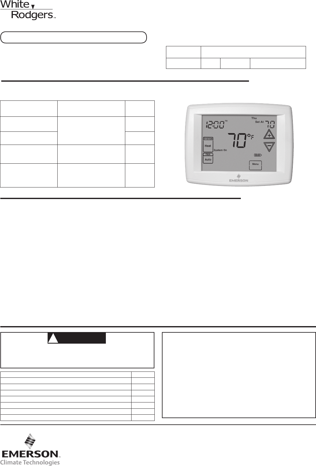 Emerson Process Management Electric Co Thermostat 1F95 1291 Users ...