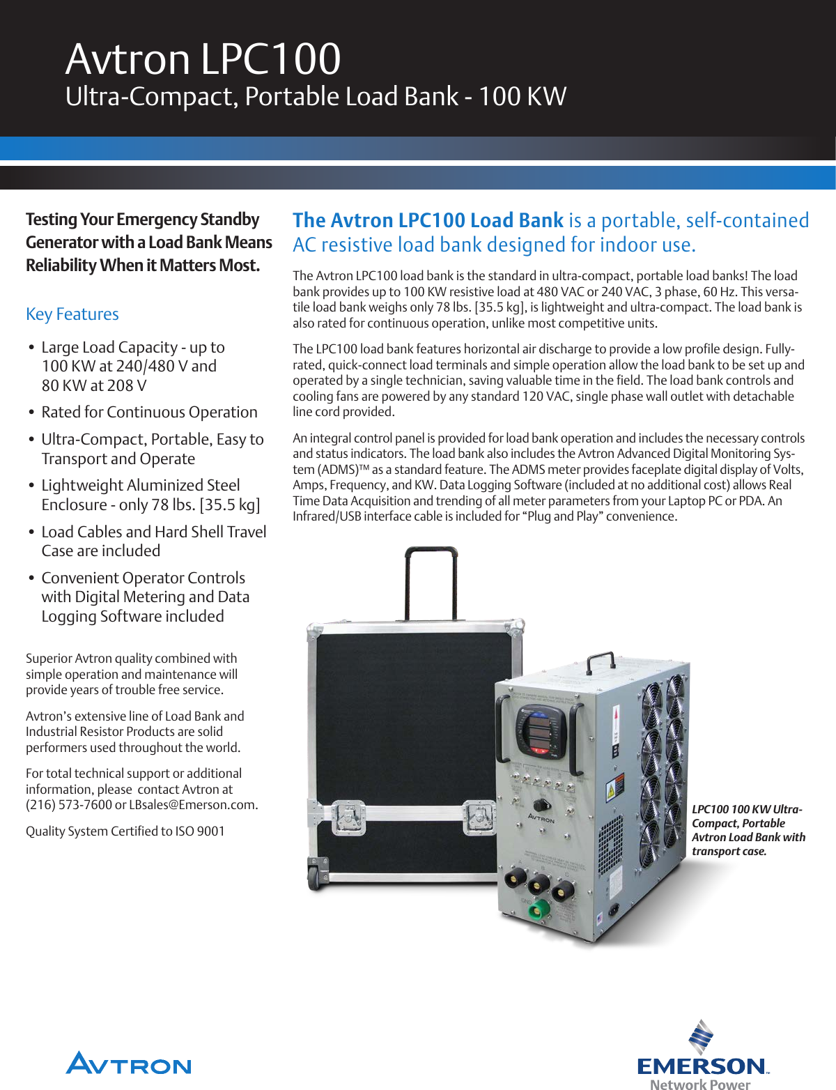 Page 1 of 2 - Emerson Emerson-100-Kw-Lpc100-Load-Bank-Brochures-And-Data-Sheets-  Emerson-100-kw-lpc100-load-bank-brochures-and-data-sheets