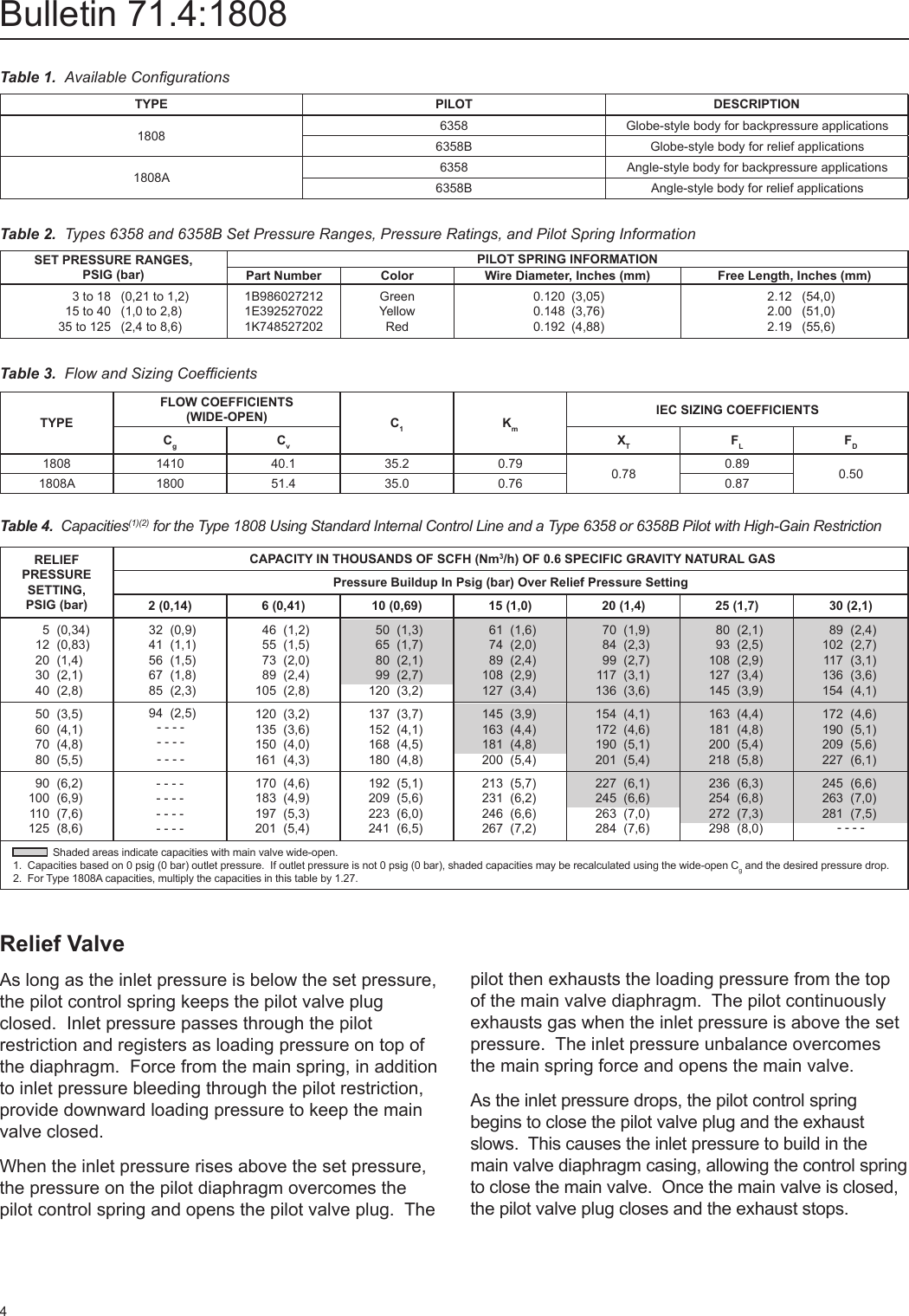 Page 4 of 8 - Emerson Emerson-1808-Series-Relief-Valve-Or-Backpressure-Regulators-Data-Sheet-  Emerson-1808-series-relief-valve-or-backpressure-regulators-data-sheet