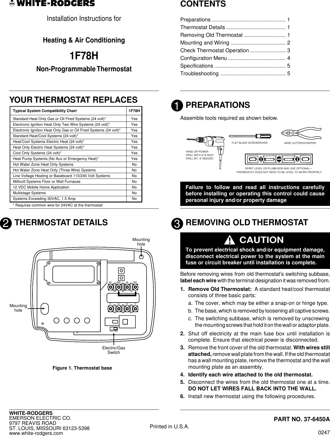 Page 1 of 6 - Emerson Emerson-1F78H-Users-Manual- 37-6450A  Emerson-1f78h-users-manual