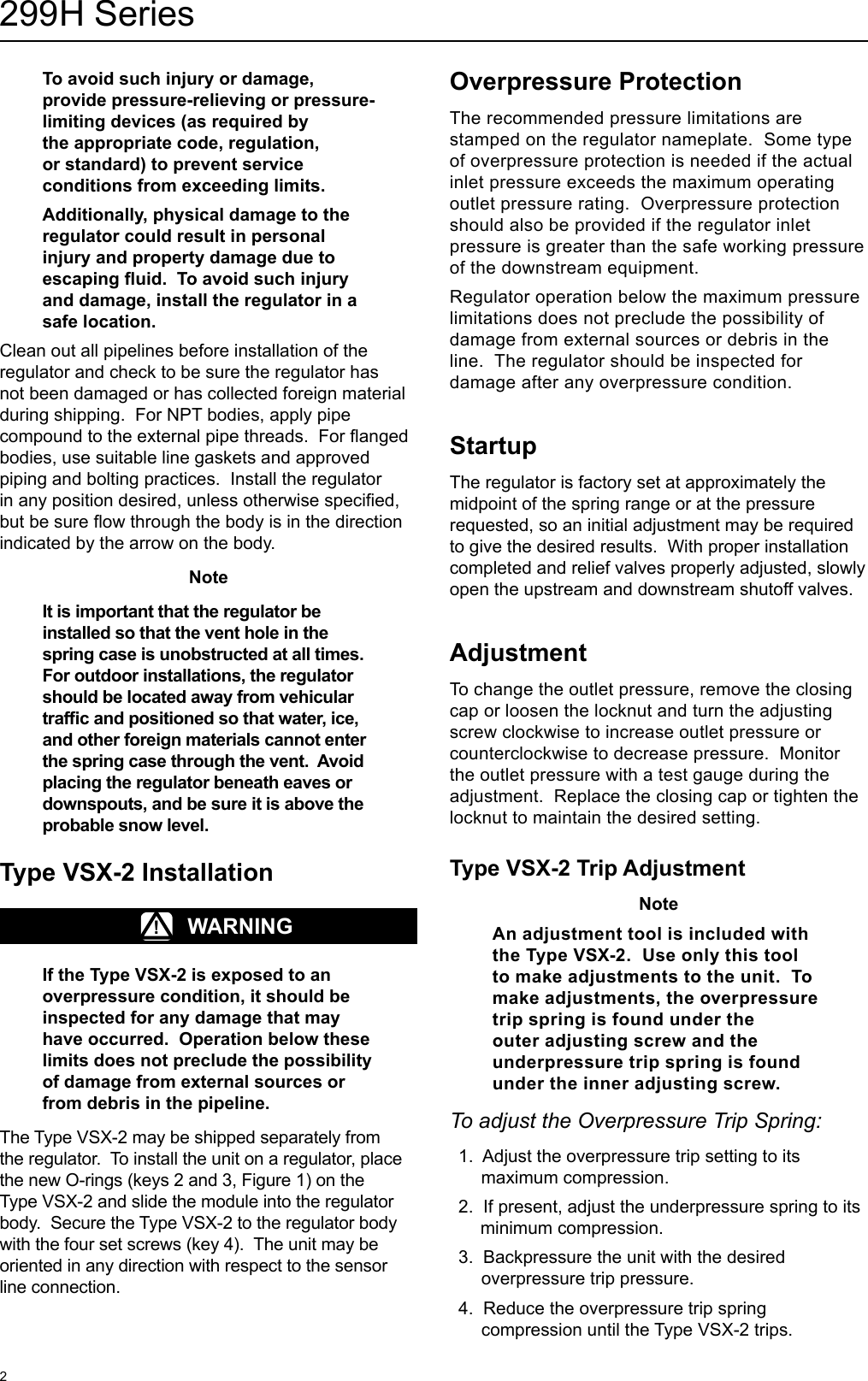 Page 2 of 8 - Emerson Emerson-299H-Series-Pressure-Reducing-Regulators-Installation-Guide-  Emerson-299h-series-pressure-reducing-regulators-installation-guide