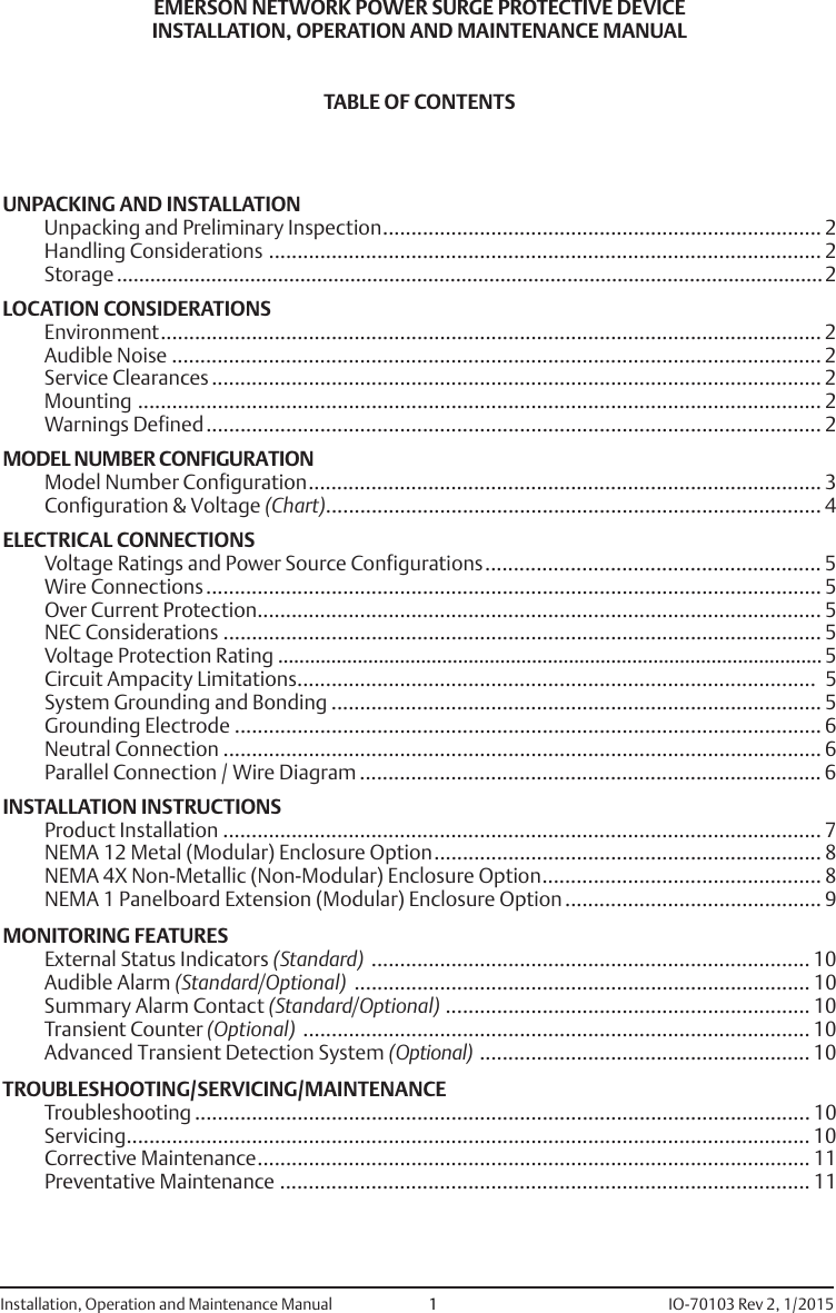 Page 2 of 12 - Emerson Emerson-510-Surge-Protective-Device-Formerly-Liebert-Acv-Lm-Lpge-And-Asco-450-352-Installation-Manual IO-70103_510_Rev 2_1-15
