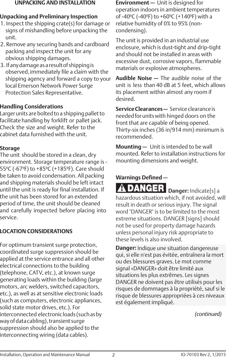 Page 3 of 12 - Emerson Emerson-510-Surge-Protective-Device-Formerly-Liebert-Acv-Lm-Lpge-And-Asco-450-352-Installation-Manual IO-70103_510_Rev 2_1-15