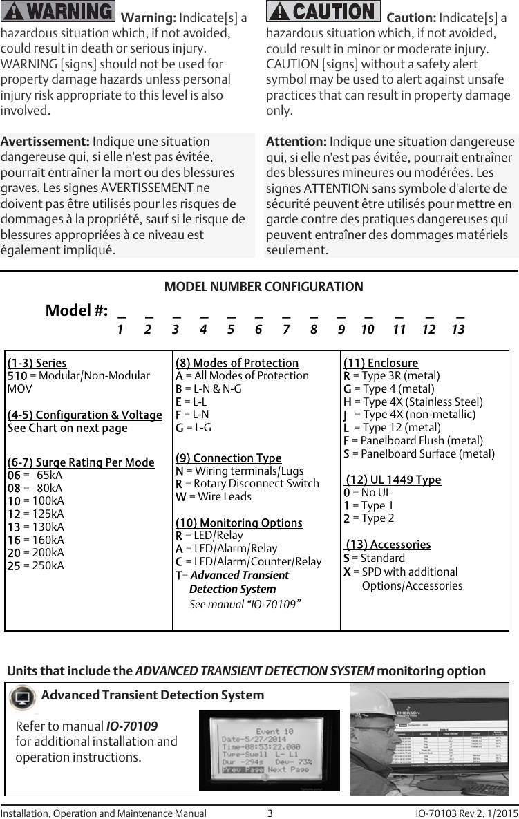 Page 4 of 12 - Emerson Emerson-510-Surge-Protective-Device-Formerly-Liebert-Acv-Lm-Lpge-And-Asco-450-352-Installation-Manual IO-70103_510_Rev 2_1-15
