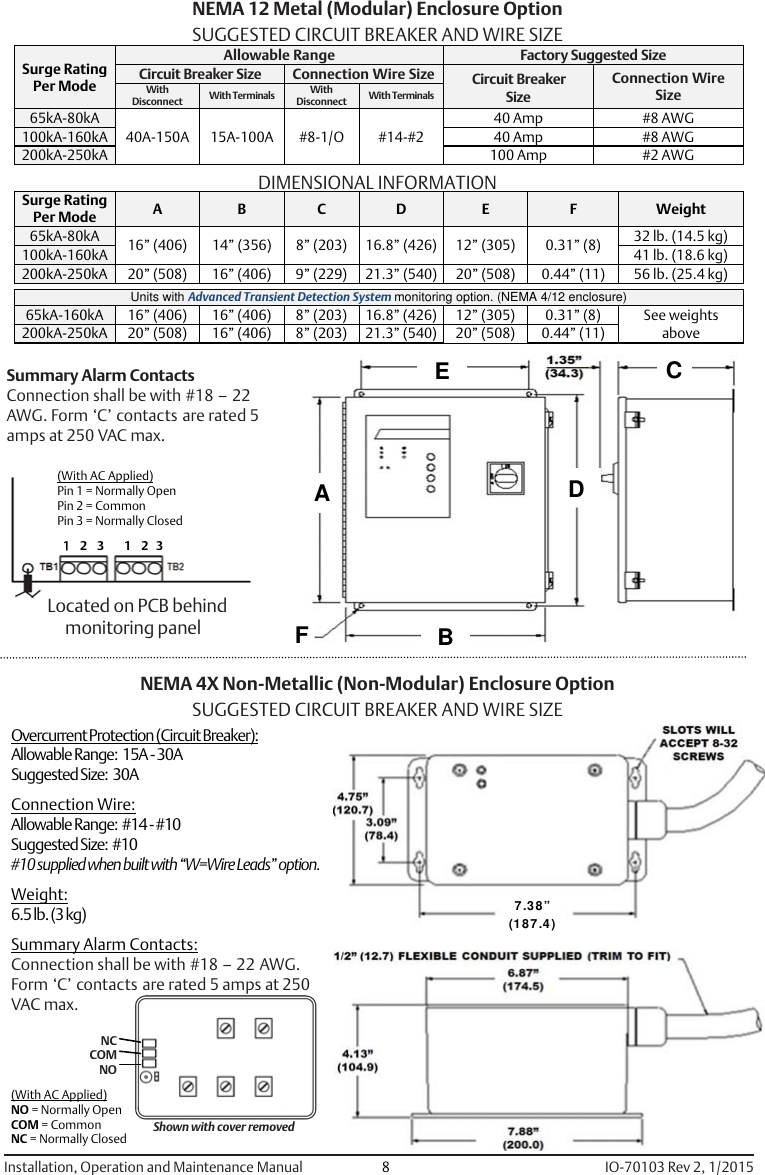Page 9 of 12 - Emerson Emerson-510-Surge-Protective-Device-Formerly-Liebert-Acv-Lm-Lpge-And-Asco-450-352-Installation-Manual IO-70103_510_Rev 2_1-15