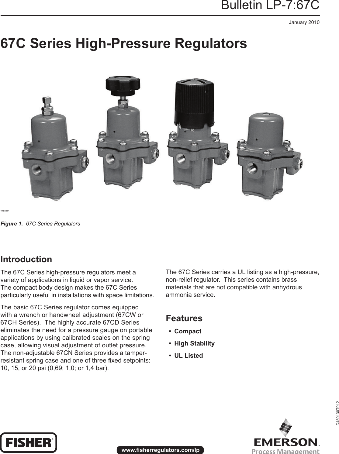 Page 1 of 4 - Emerson Emerson-67C-Series-High-Pressure-Regulators-Data-Sheet-  Emerson-67c-series-high-pressure-regulators-data-sheet