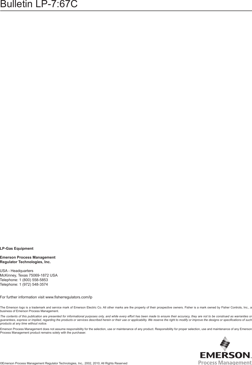 Page 4 of 4 - Emerson Emerson-67C-Series-High-Pressure-Regulators-Data-Sheet-  Emerson-67c-series-high-pressure-regulators-data-sheet