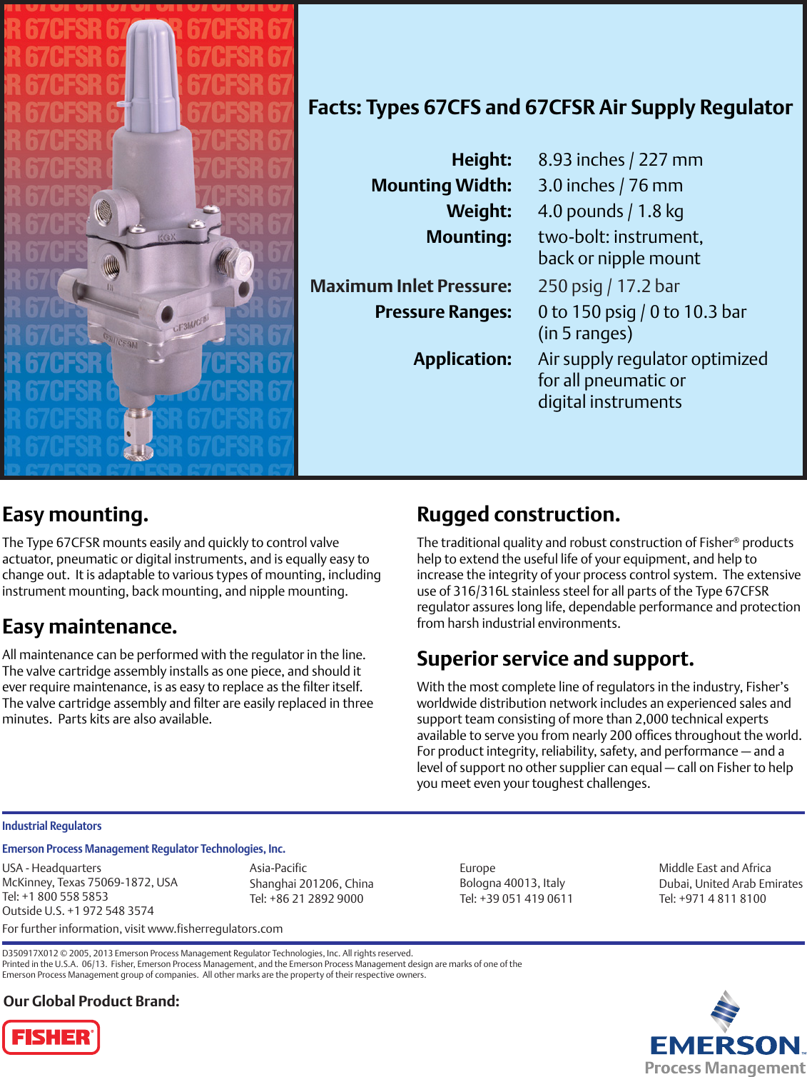 Page 2 of 2 - Emerson Emerson-67C-Series-Instrument-Supply-Regulators-Data-Sheet-  Emerson-67c-series-instrument-supply-regulators-data-sheet