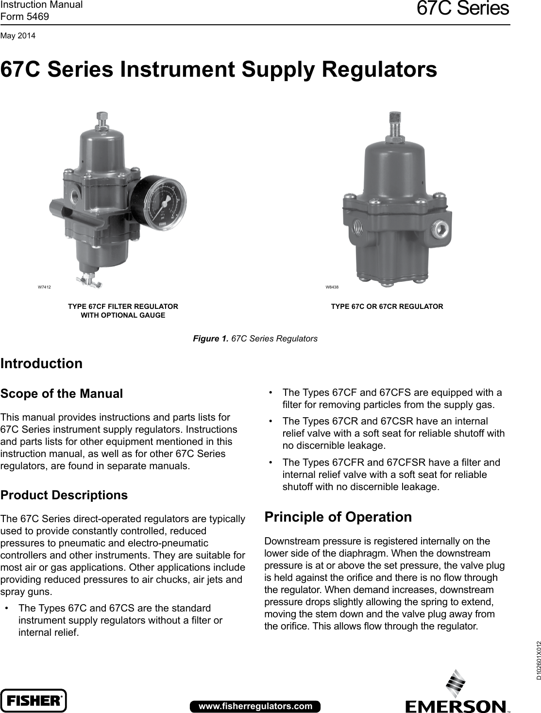 Page 1 of 12 - Emerson Emerson-67C-Series-Instrument-Supply-Regulators-Instruction-Manual-  Emerson-67c-series-instrument-supply-regulators-instruction-manual