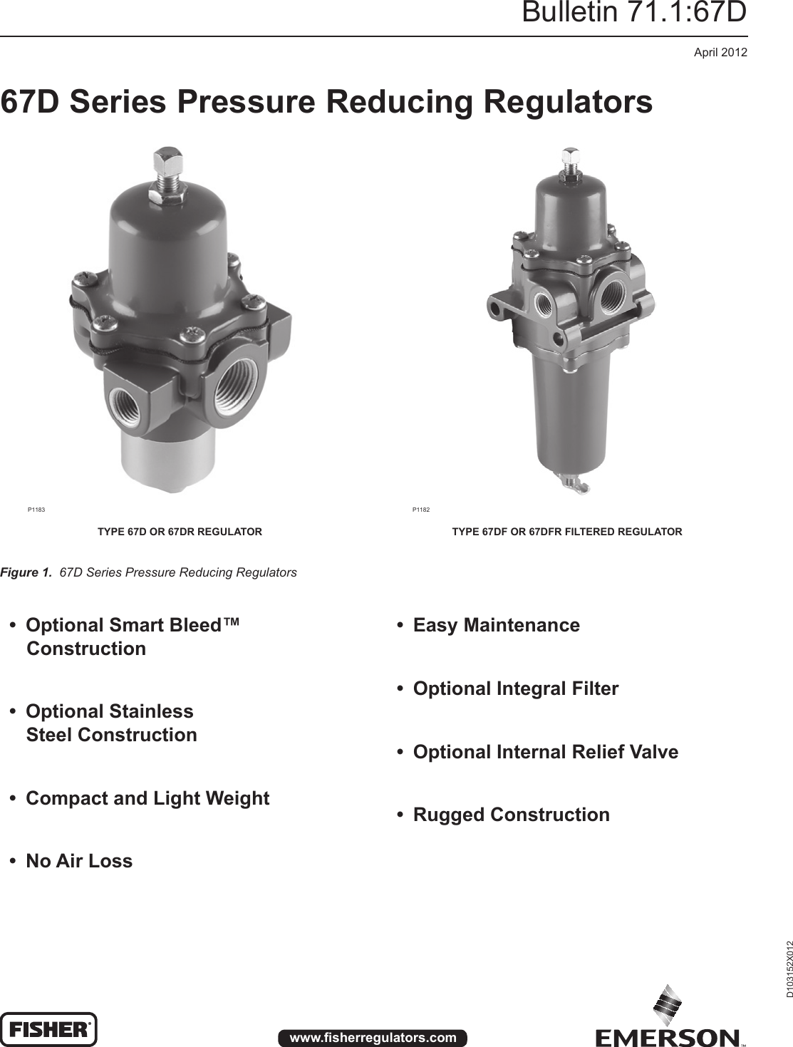 Page 1 of 12 - Emerson Emerson-67D-Series-Pressure-Reducing-Regulators-Data-Sheet-  Emerson-67d-series-pressure-reducing-regulators-data-sheet