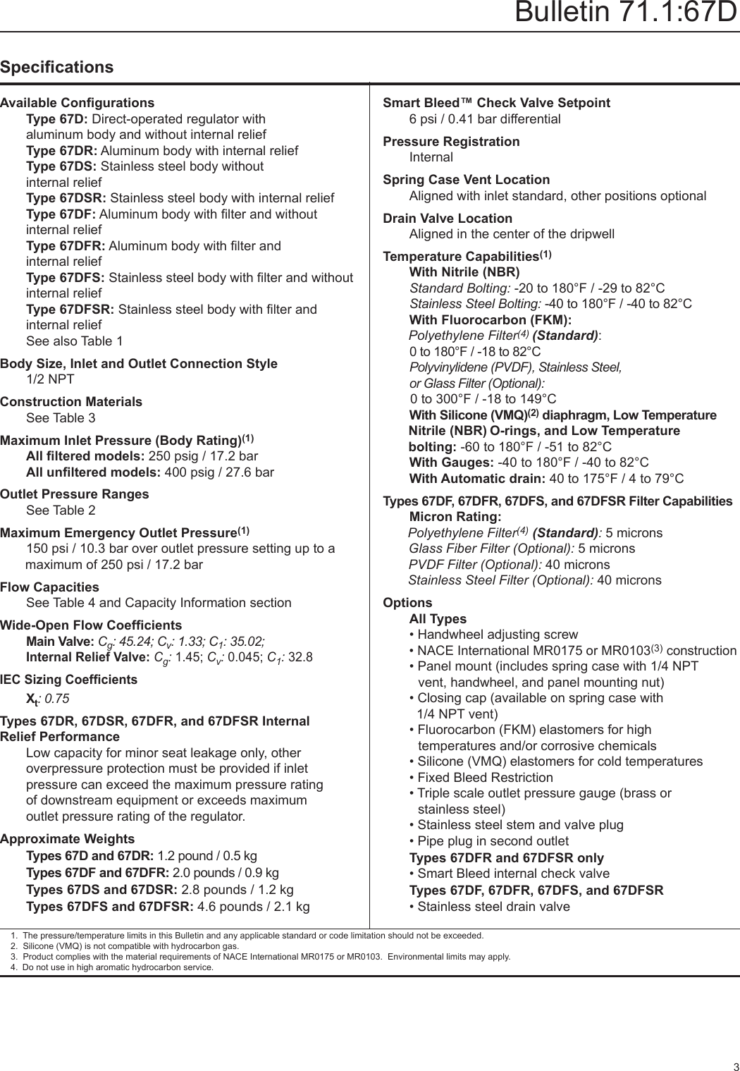 Page 3 of 12 - Emerson Emerson-67D-Series-Pressure-Reducing-Regulators-Data-Sheet-  Emerson-67d-series-pressure-reducing-regulators-data-sheet