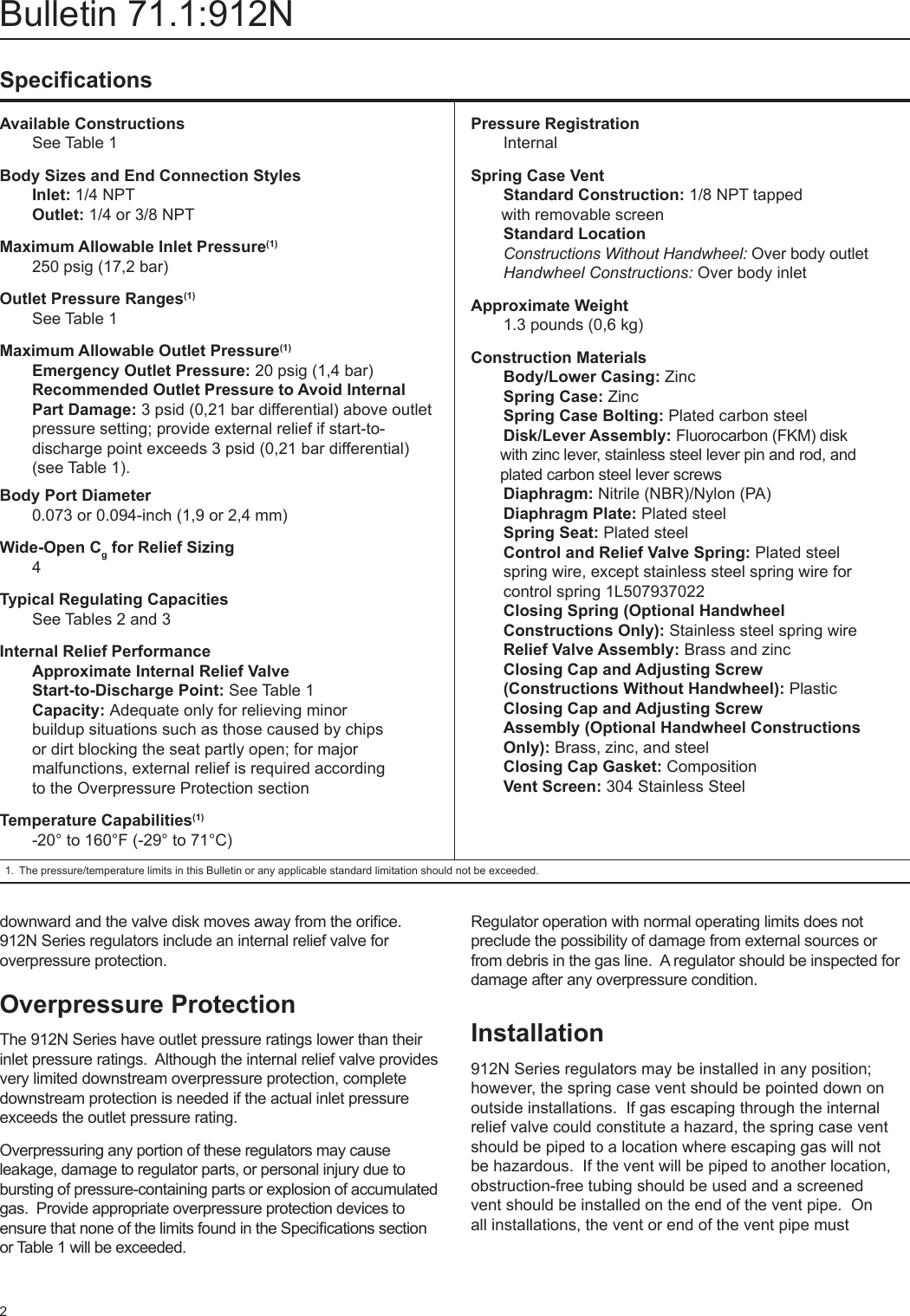 Page 2 of 4 - Emerson Emerson-912N-Series-Pressure-Regulators-Data-Sheet-  Emerson-912n-series-pressure-regulators-data-sheet