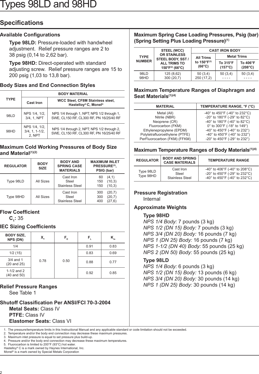 Page 2 of 12 - Emerson Emerson-98-Series-Relief-Valve-Or-Backpressure-Regulator-Instruction-Manual-  Emerson-98-series-relief-valve-or-backpressure-regulator-instruction-manual