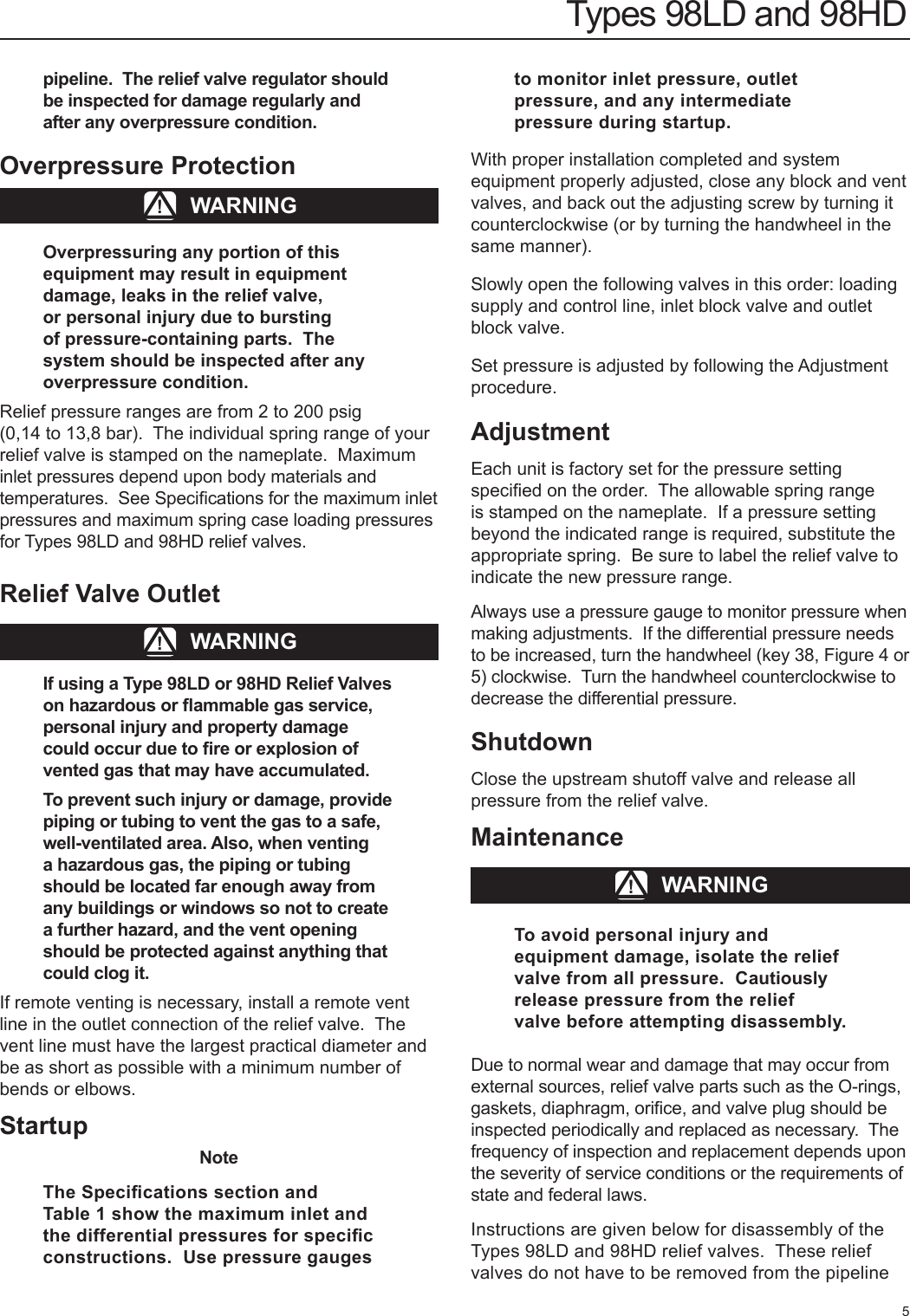 Page 5 of 12 - Emerson Emerson-98-Series-Relief-Valve-Or-Backpressure-Regulator-Instruction-Manual-  Emerson-98-series-relief-valve-or-backpressure-regulator-instruction-manual