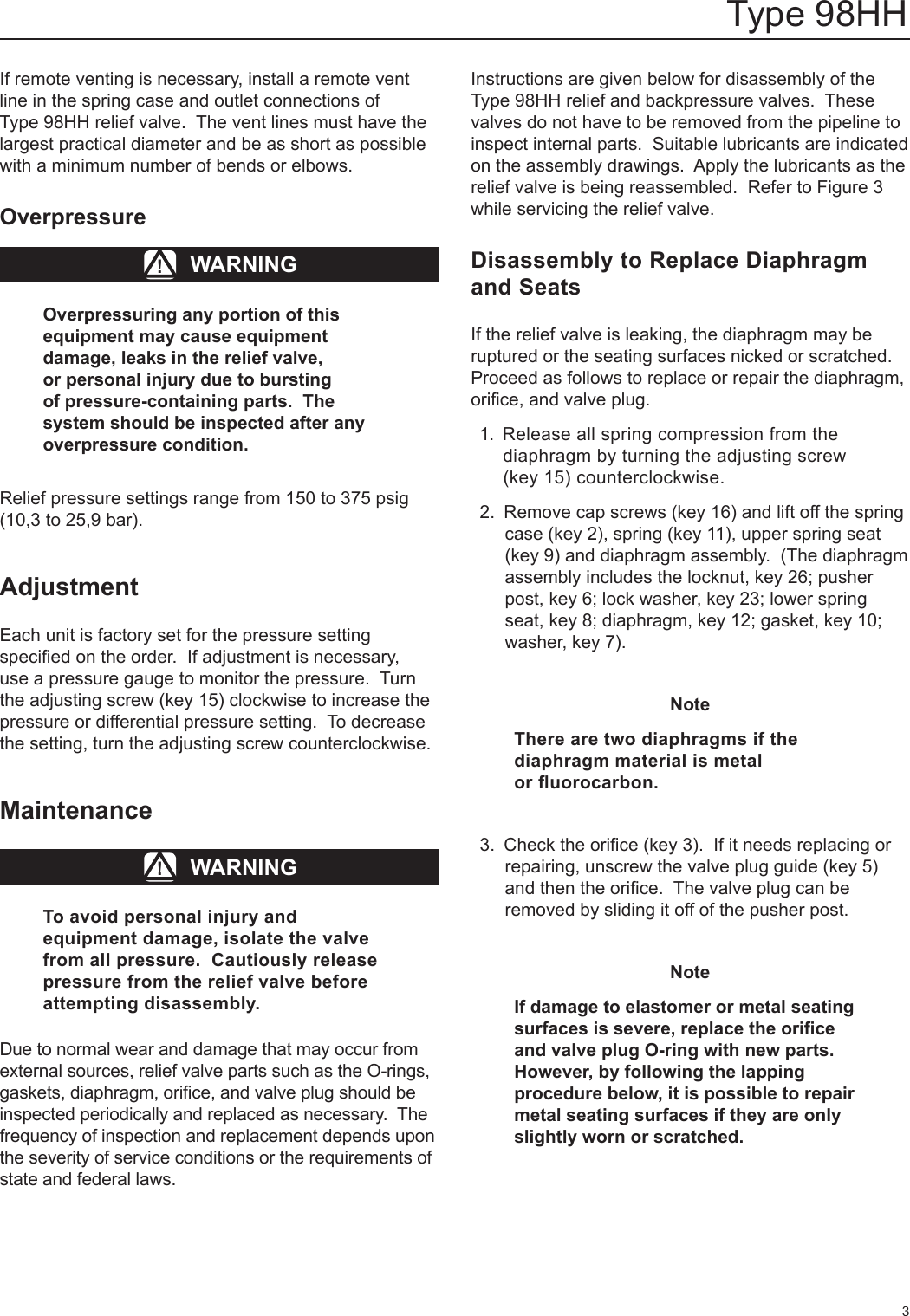 Page 3 of 8 - Emerson Emerson-98-Series-Relief-Valve-Or-Backpressure-Regulator-Instruction-Manual-  Emerson-98-series-relief-valve-or-backpressure-regulator-instruction-manual